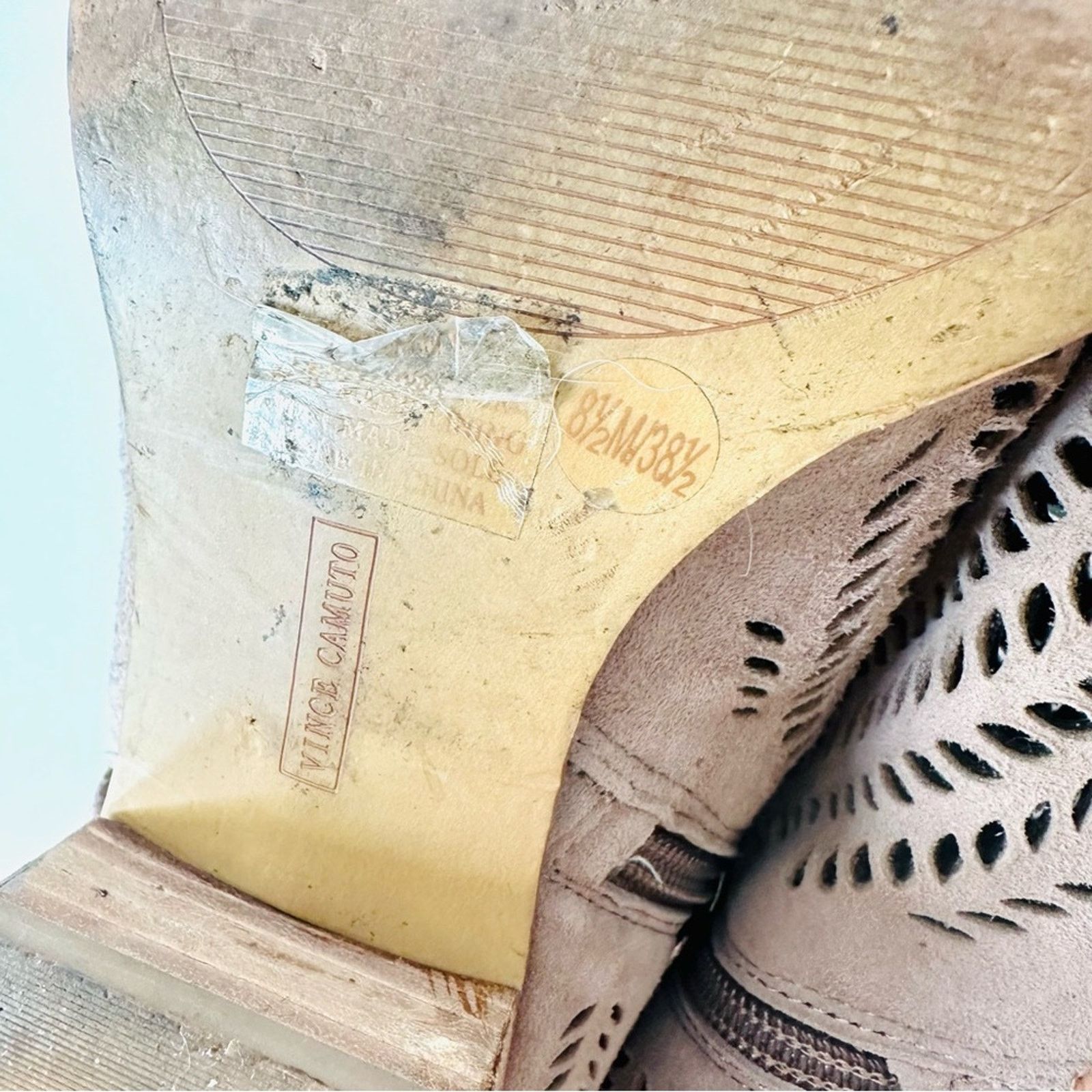 Vince Camuto VINCE CAMUTO Tan Cream Suede Leather Heel Ankle Boot Booties Size US 8.5 / IT 38.5 - 7 Thumbnail