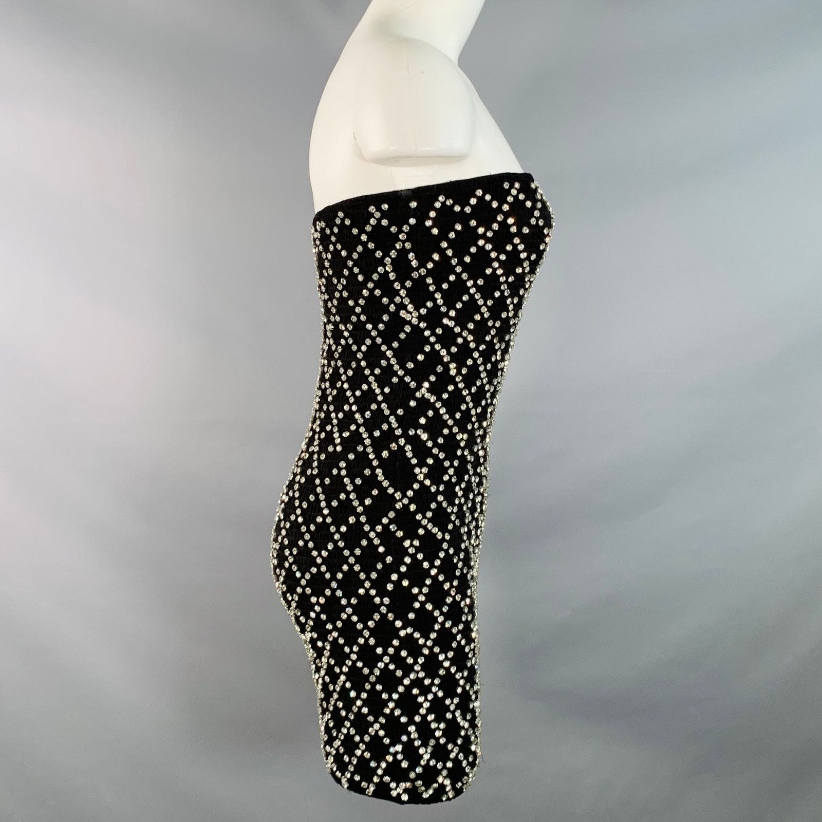 Retrofete RETROFETE Viscose Crystal Embellishment Strapless Dress Size S / US 4 / IT 40 - 3 Thumbnail