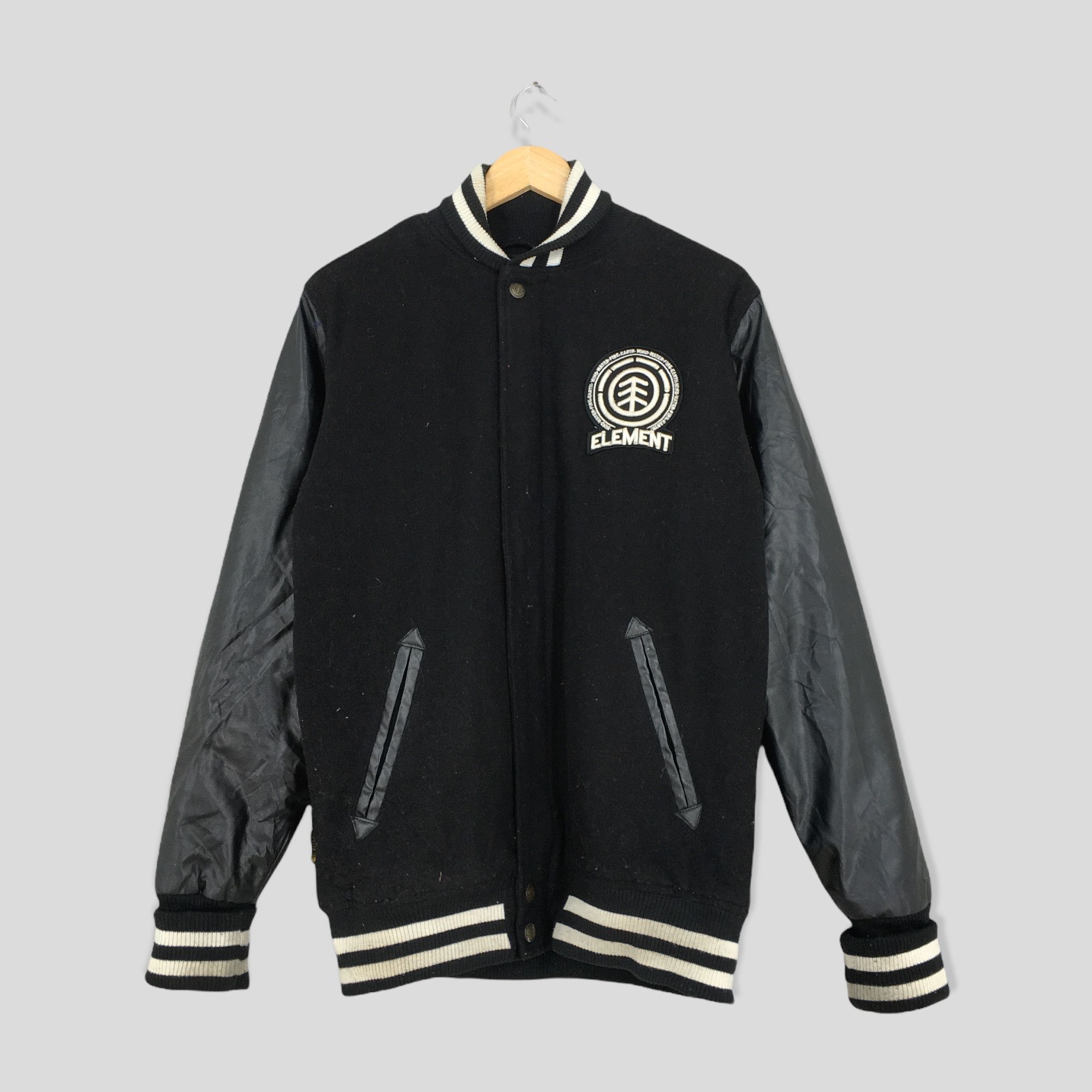 image of Element Wolfeboro Collection Wool Varsity Jacket Large in Black, Men's