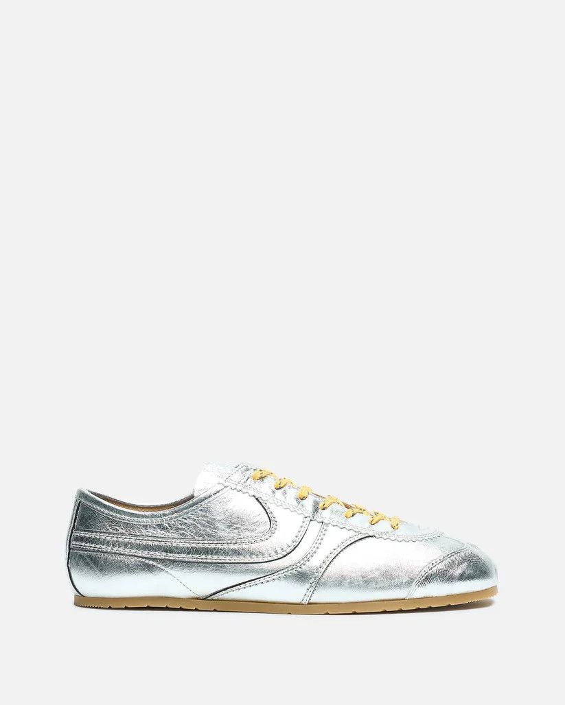 Dries Van Noten o1tko10426 Metalic-Leather Marathon Sneakers in Silver Size US 12 / EU 45 - 1 Thumbnail