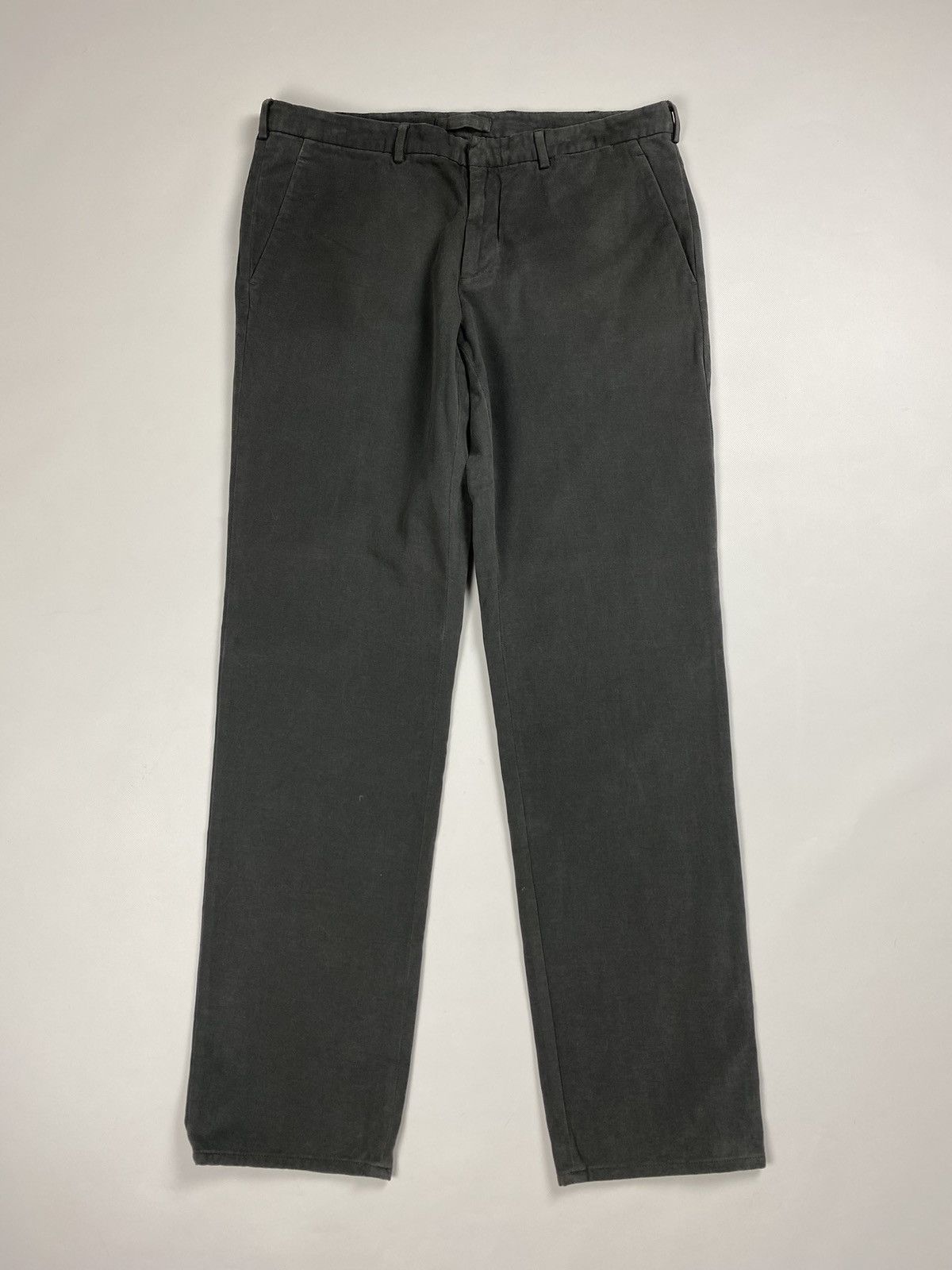 Image of Prada Black Tab Men’S Classic Fit Chino Pants Trousers in Grey, Men's (Size 36)