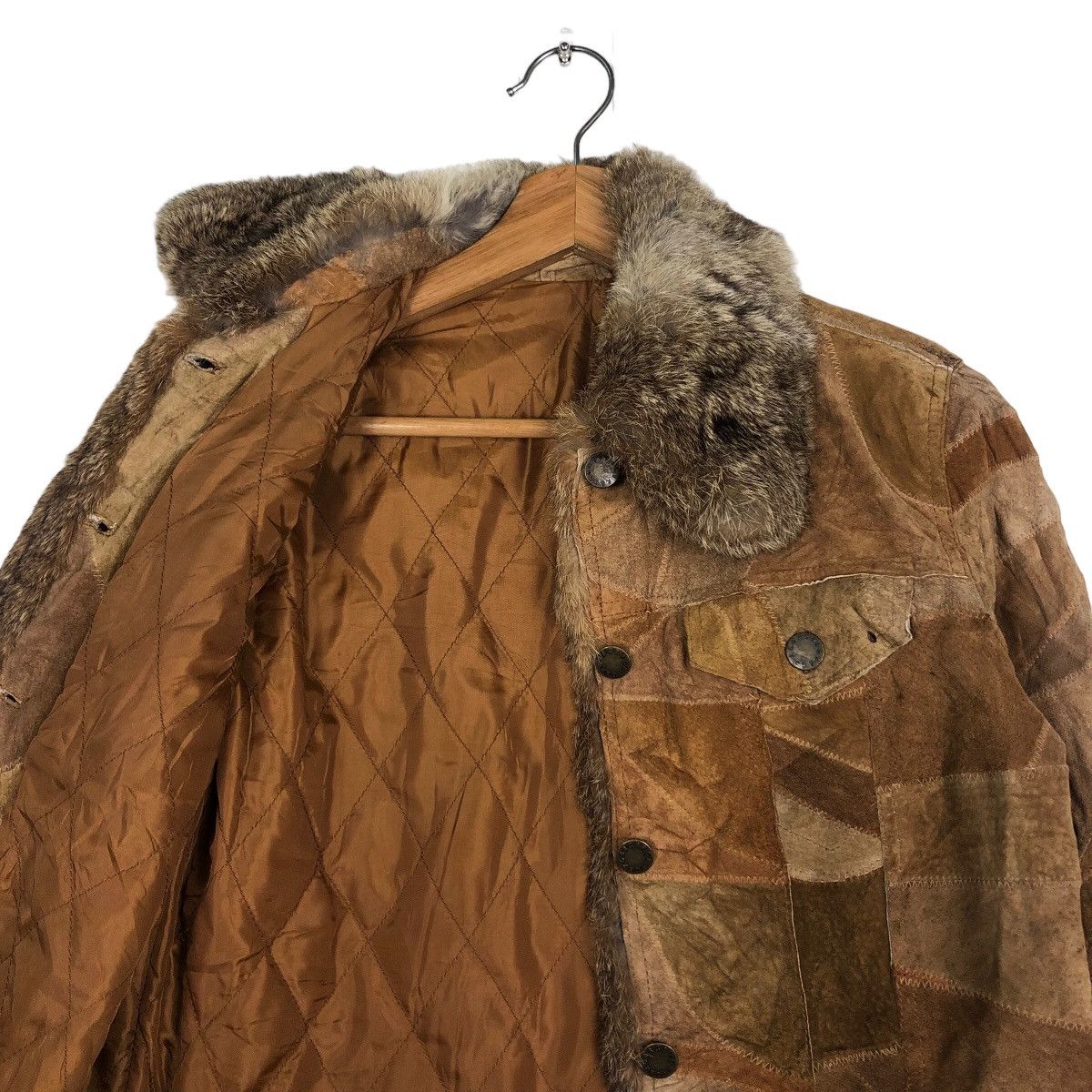 Japanese Brand 🔥Cropped Leather Biker Jacket Patch Work Mink Fur Collar Size US M / EU 48-50 / 2 - 12 Thumbnail