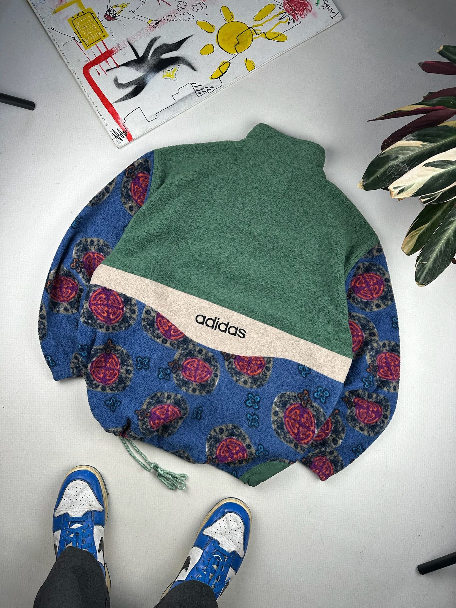 Adidas Vintage Adidas Fleece Sweatshirt Jacket 1/4 Zip Print Size US M / EU 48-50 / 2 - 2 Thumbnail