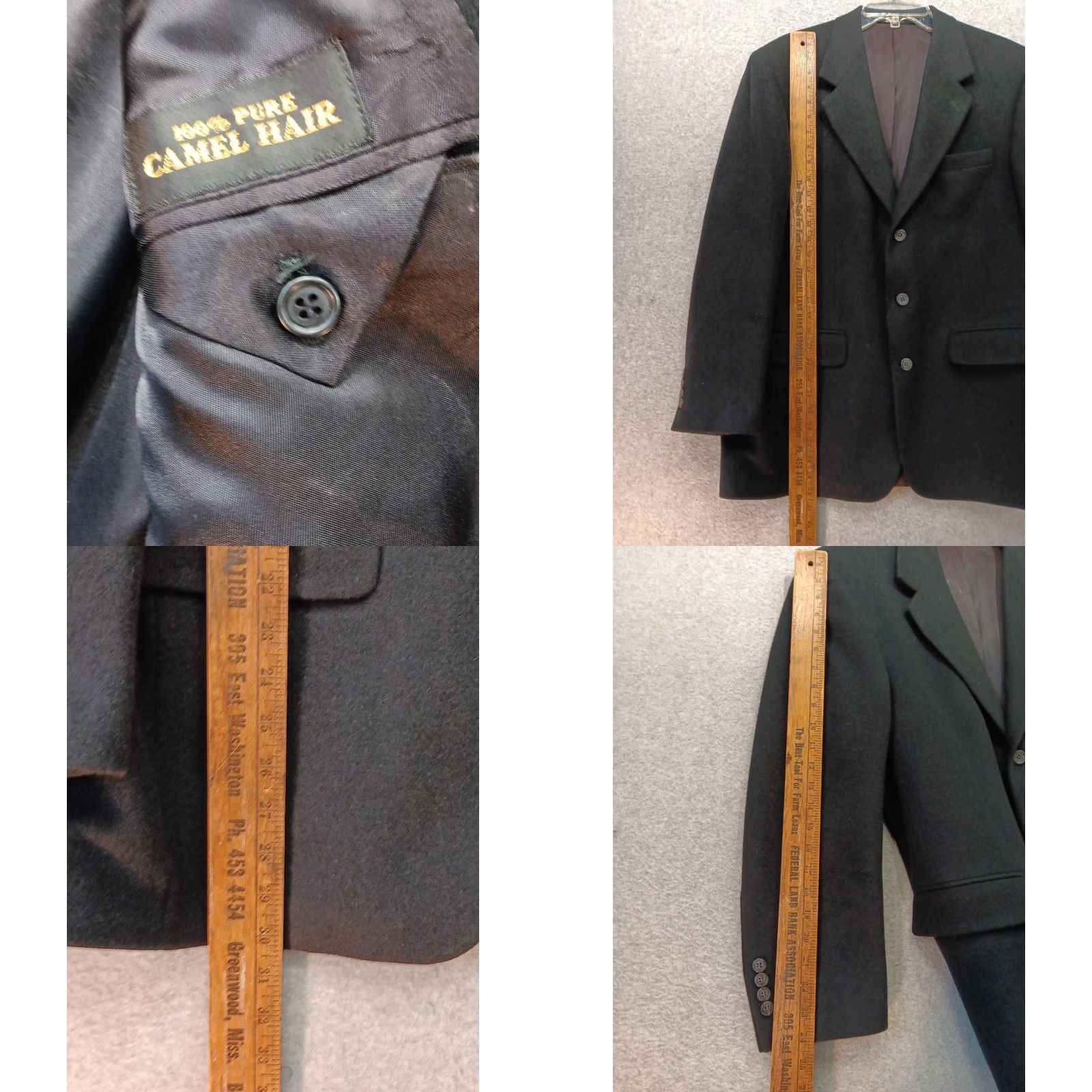 Bill Blass VINTAGE Bill Blass Black Label Blazer Sport Jacket 44R Black 100% Camel Hair USA Size 44R - 8 Thumbnail