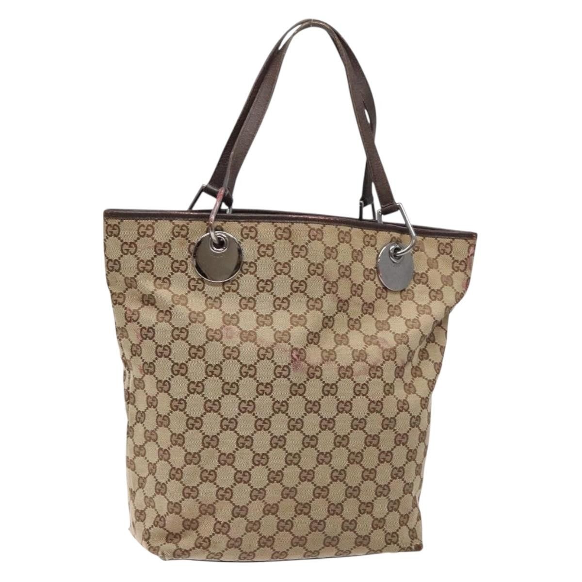 Gucci GUCCI GG Canvas Tote Bag Beige Silver Size ONE SIZE - 1 Thumbnail