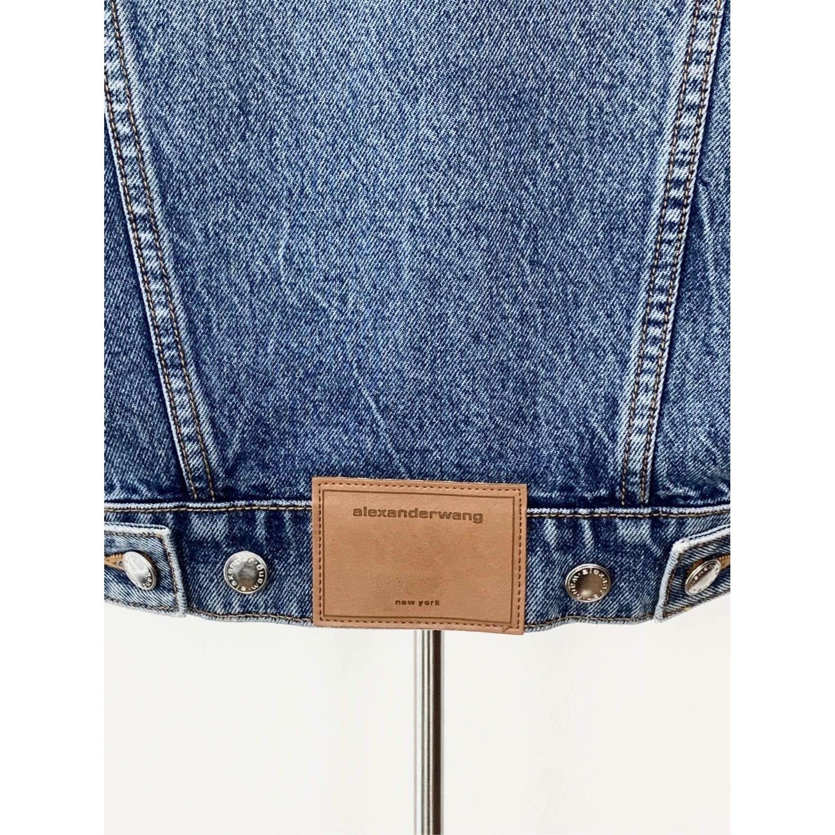 Alexander Wang Alexander Wang Womens Denim Sleeveless Cropped Vest Jacket Size S / US 4 / IT 40 - 4 Thumbnail