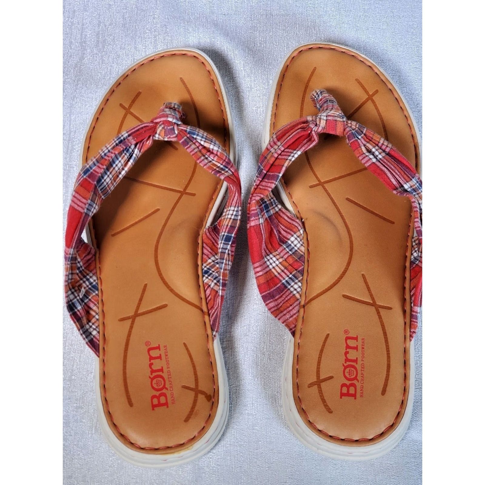 Vintage Børn Tide Plaid Fabric Thong Flip Flops Sandals Women's Size US 9.5 Multi 6899690 Size US 10 / IT 40 - 4 Thumbnail