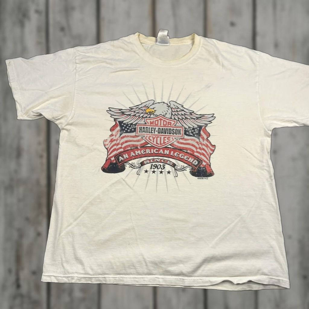 Harley Davidson Harley-Davidson Shirt Mens Large White Eagle American Legend Gainesville Florida Shirt T-Shirt Crew Neck Short Sleeve Graphic Print Vintage No Size US L / EU 52-54 / 3 - 1 Thumbnail