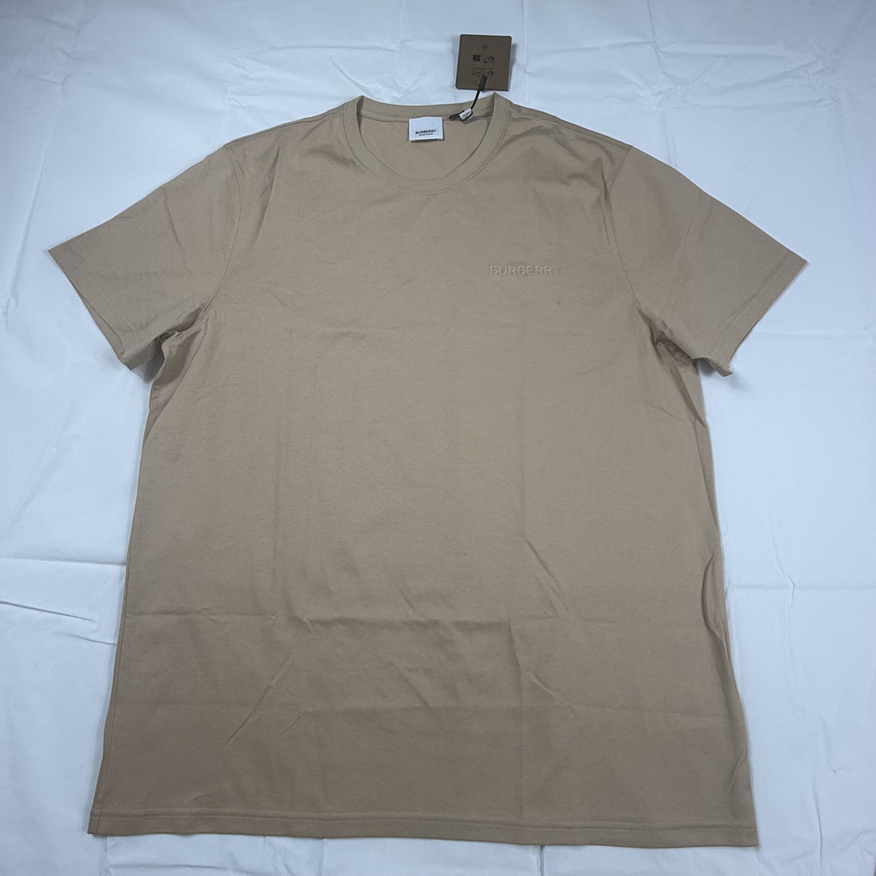 Burberry Burberry Mens Embroidered Logo T-Shirt Tan Beige Cotton XXL Size US XXL / EU 58 / 5 - 2 Thumbnail