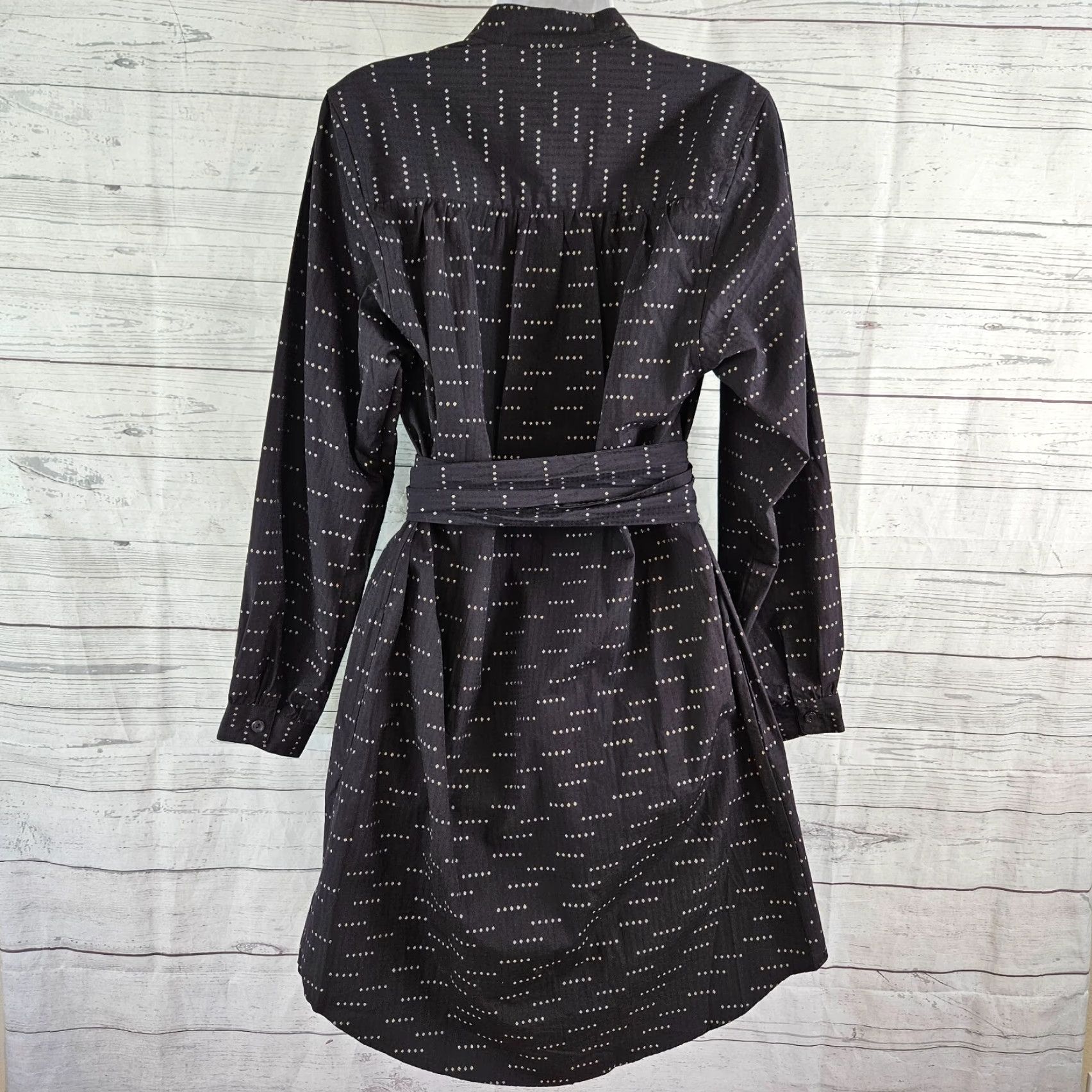Vintage Sarah Alexandra Womens Boho Dress Shirt Dress M Black Long Sleeve Pockets Cotton Vintage No Size M / US 6-8 / IT 42-44 - 3 Thumbnail