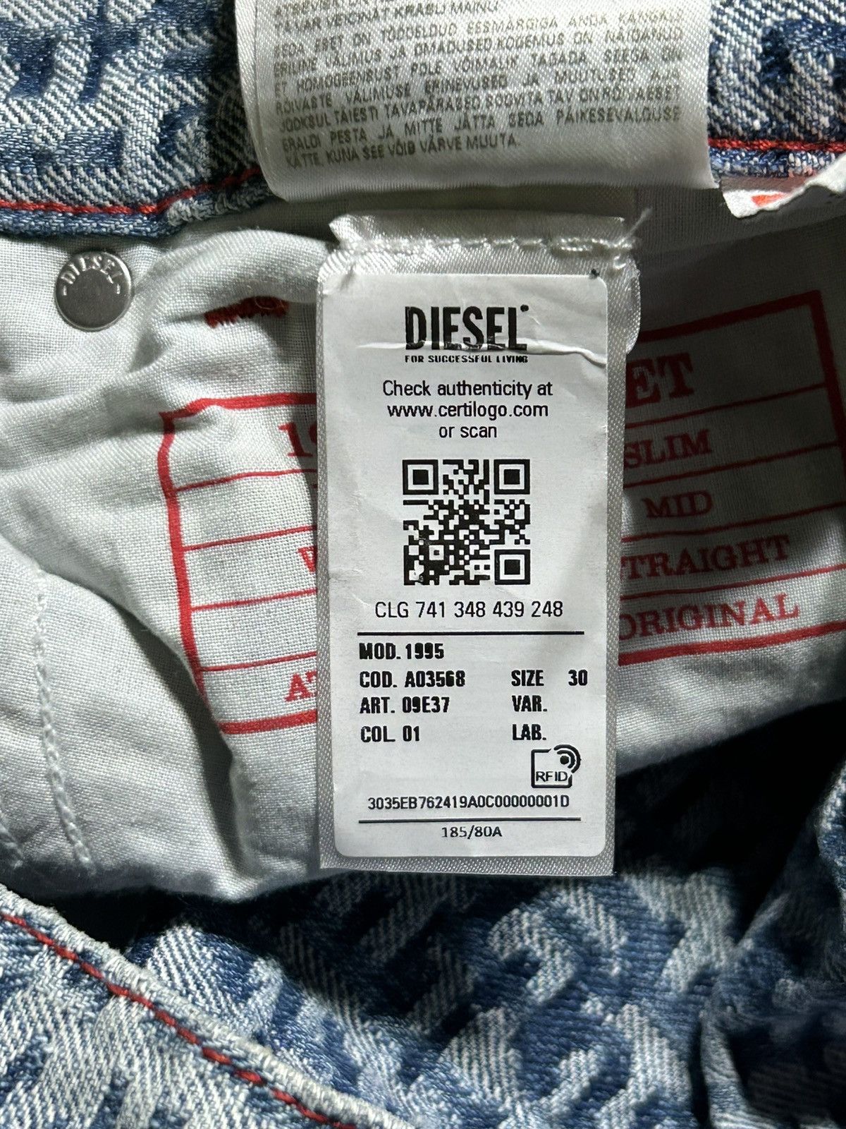 Diesel Diesel 1995 logo-print Jeans Size US 30 / EU 46 - 7 Thumbnail