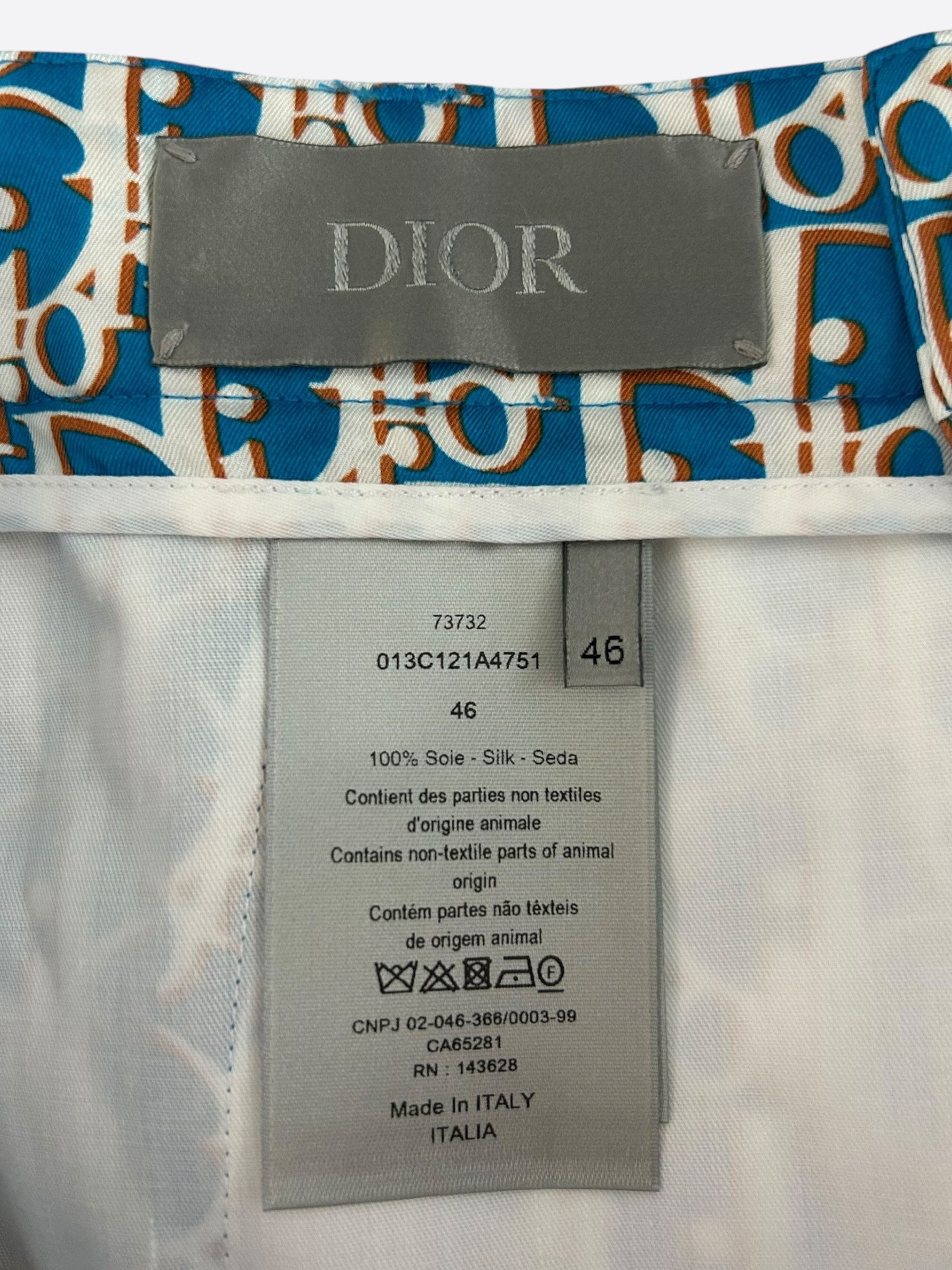 Dior Dior Blue & White Oblique Bermuda Silk Shorts Size US 30 / EU 46 - 3 Thumbnail