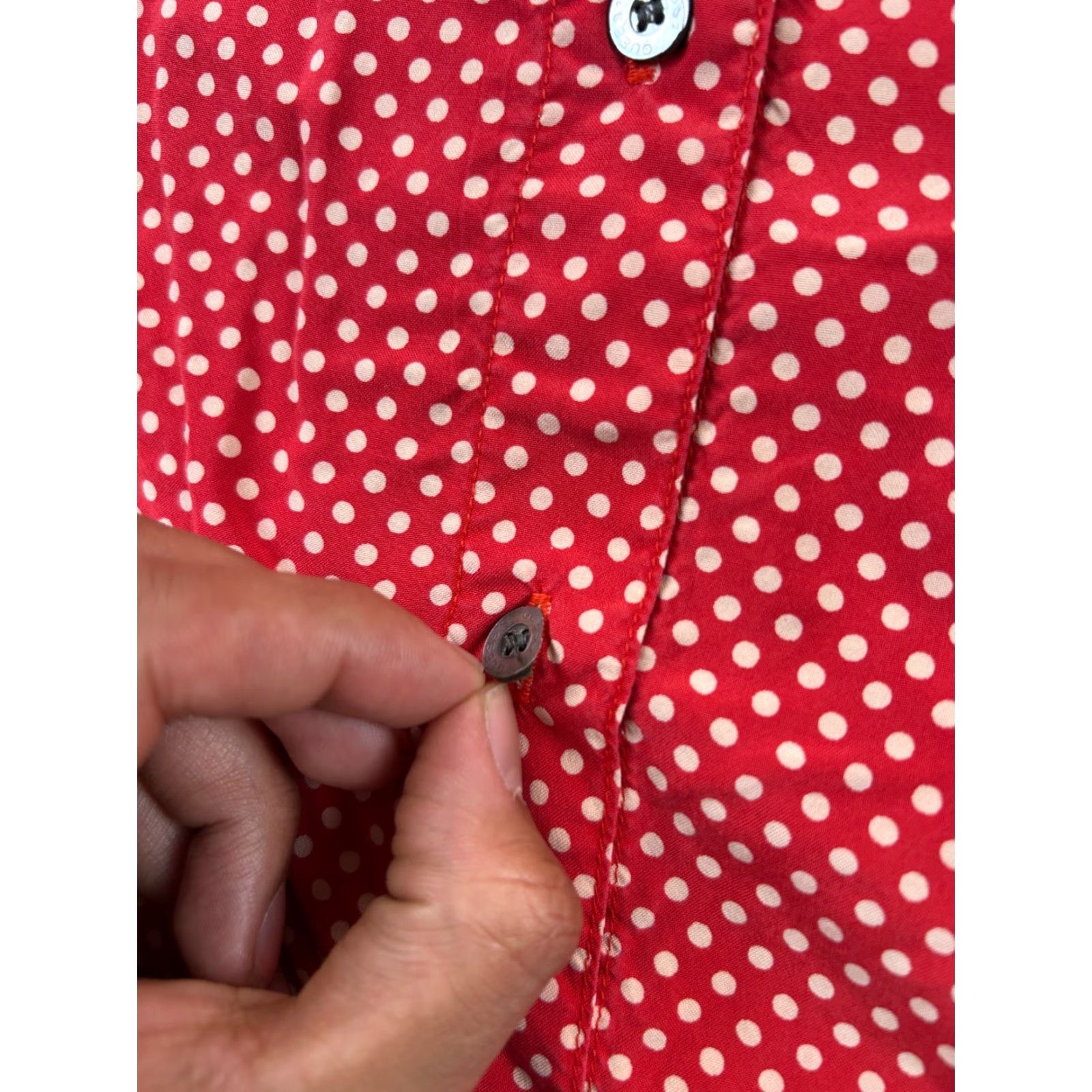 Guess VINTAGE GUESS Button-Up Shirt Women's M Red Polka Dot Long Sleeve Casual Size M / US 6-8 / IT 42-44 - 6 Thumbnail