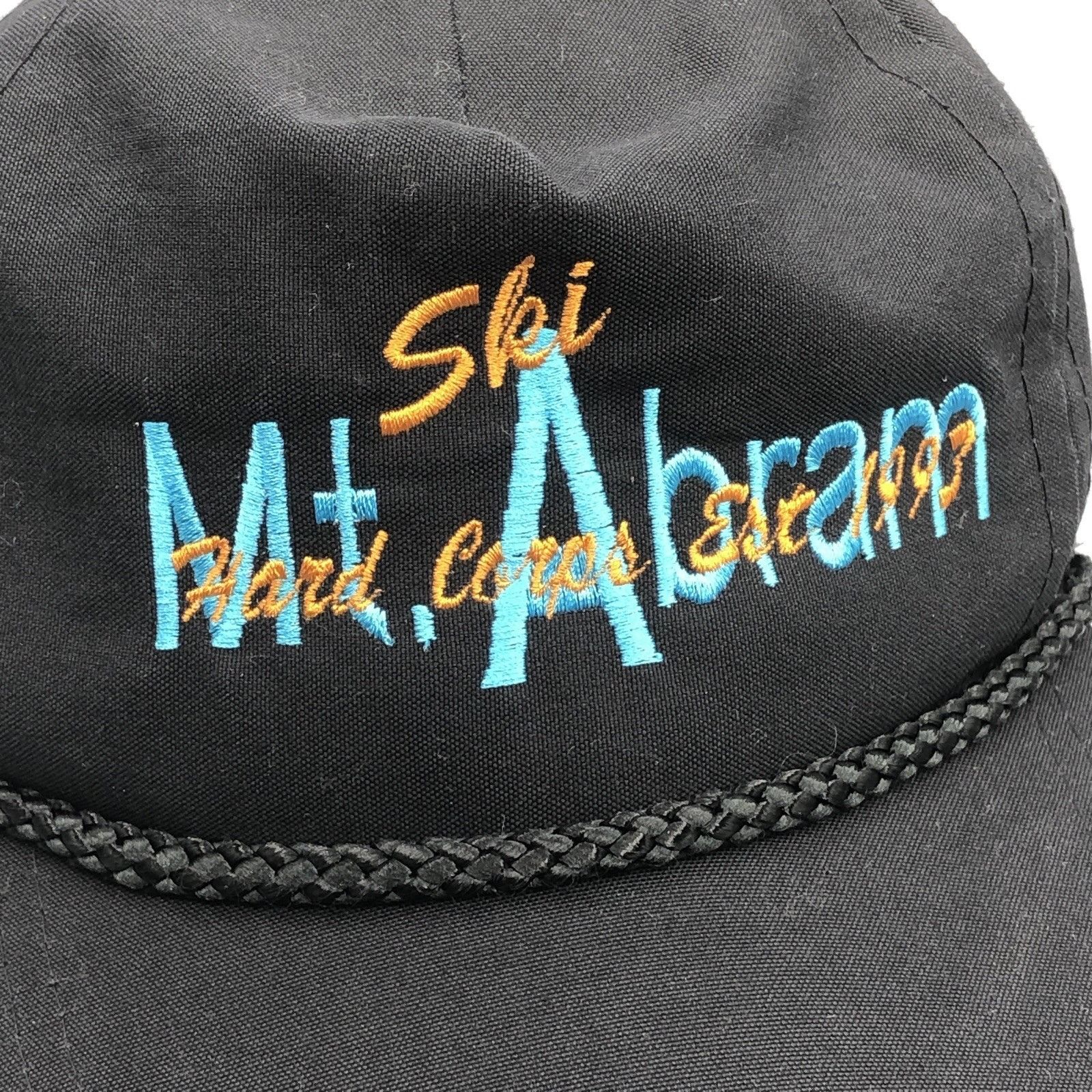 Vintage Vintage Ski Mt Abrom Black Rope Hat Leather Strapback Size ONE SIZE - 8 Thumbnail