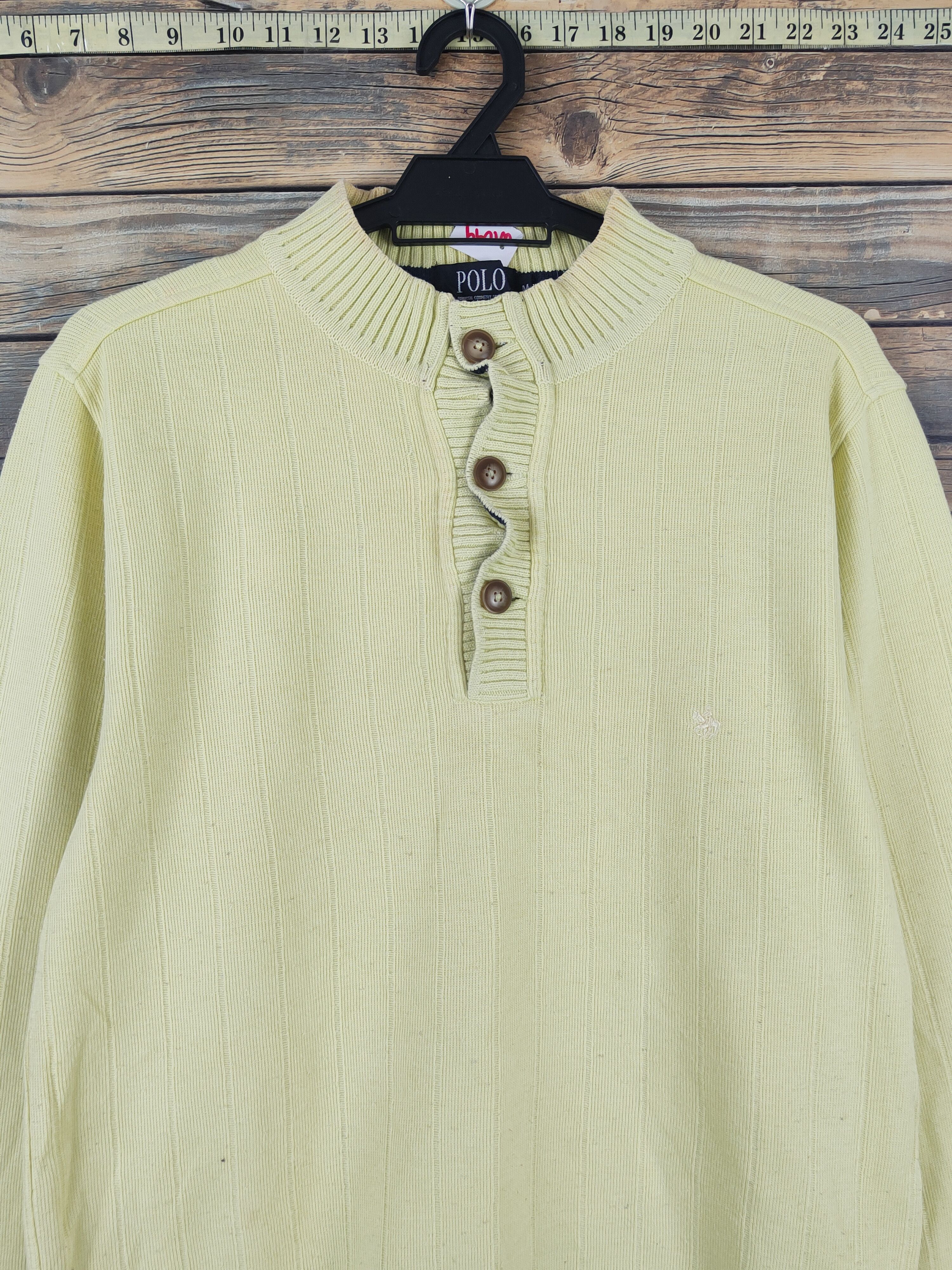 Homespun Knitwear × Japanese Brand × Vintage Polo Yellow Knitwear Sweatshirts #W1099 Size US M / EU 48-50 / 2 - 2 Thumbnail