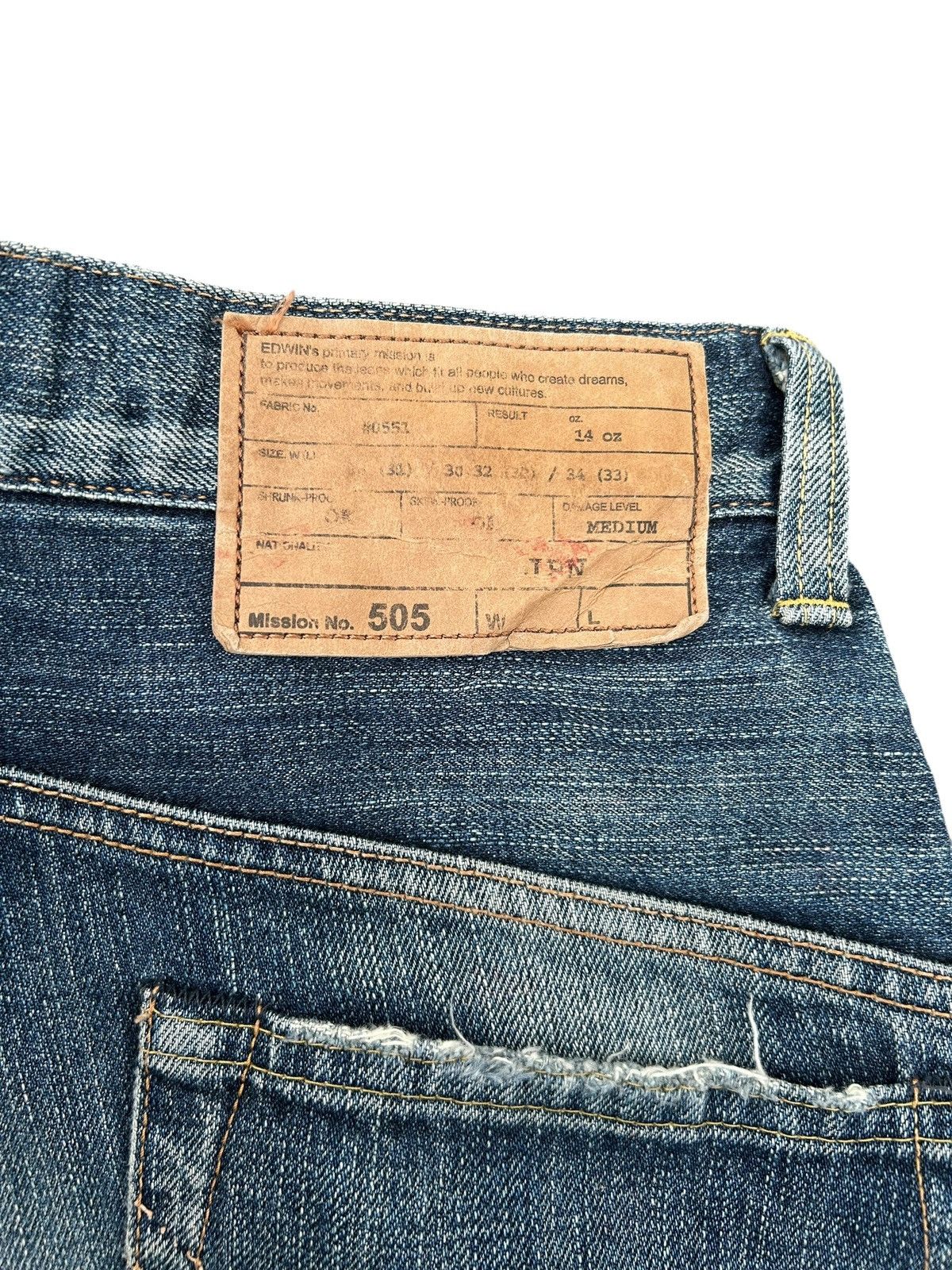 Kapital Vintage Edwin 505 Half Selvedge Distressed Dirty Denim Jeans Size US 30 / EU 46 - 10 Thumbnail