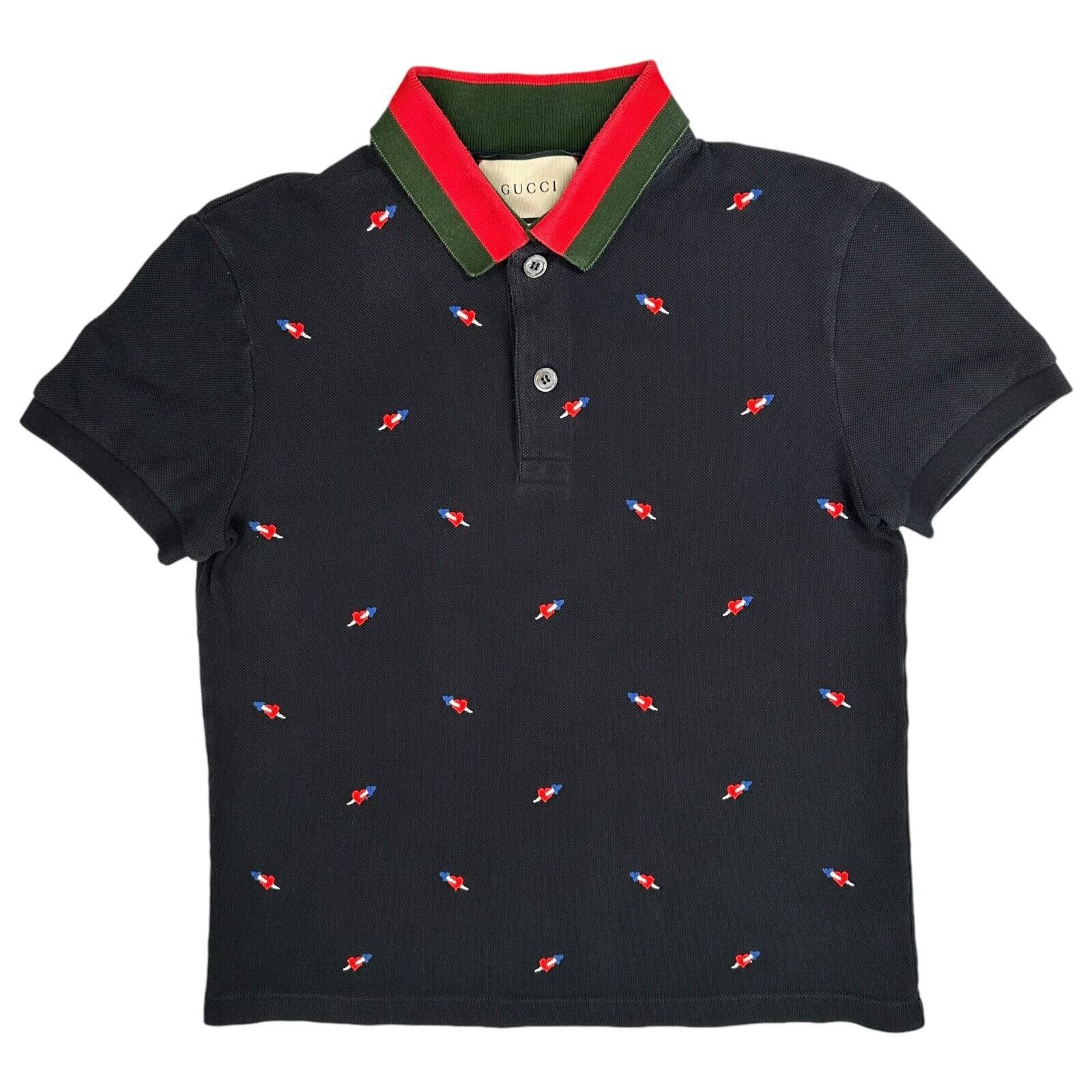 Gucci Gucci Size S Polo Shirt Navy Arrow/Heart Logo Taped Collar Size US S / EU 44-46 / 1 - 1 Thumbnail