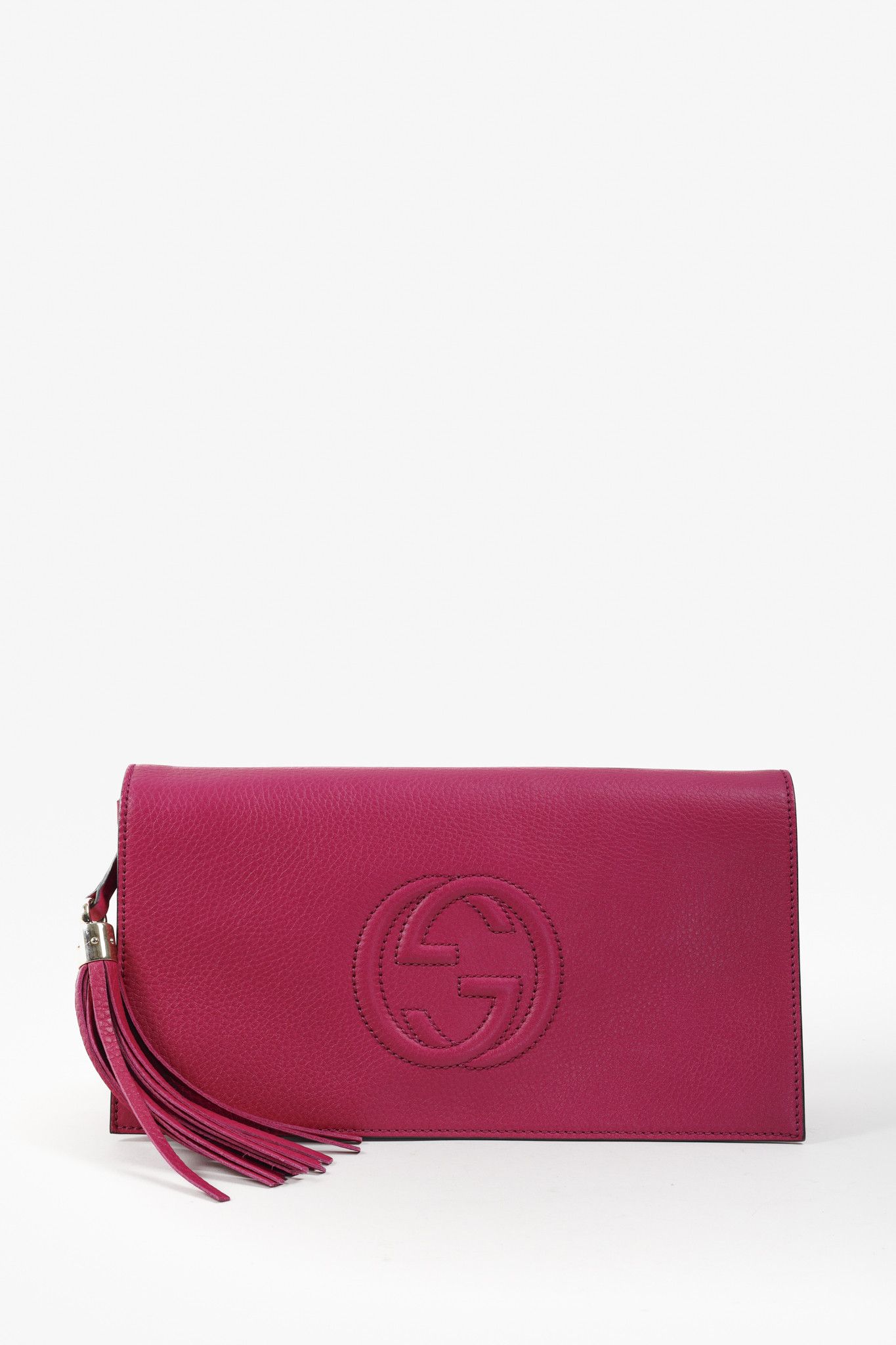 Gucci Pink Leather GG Interlock Clutch
