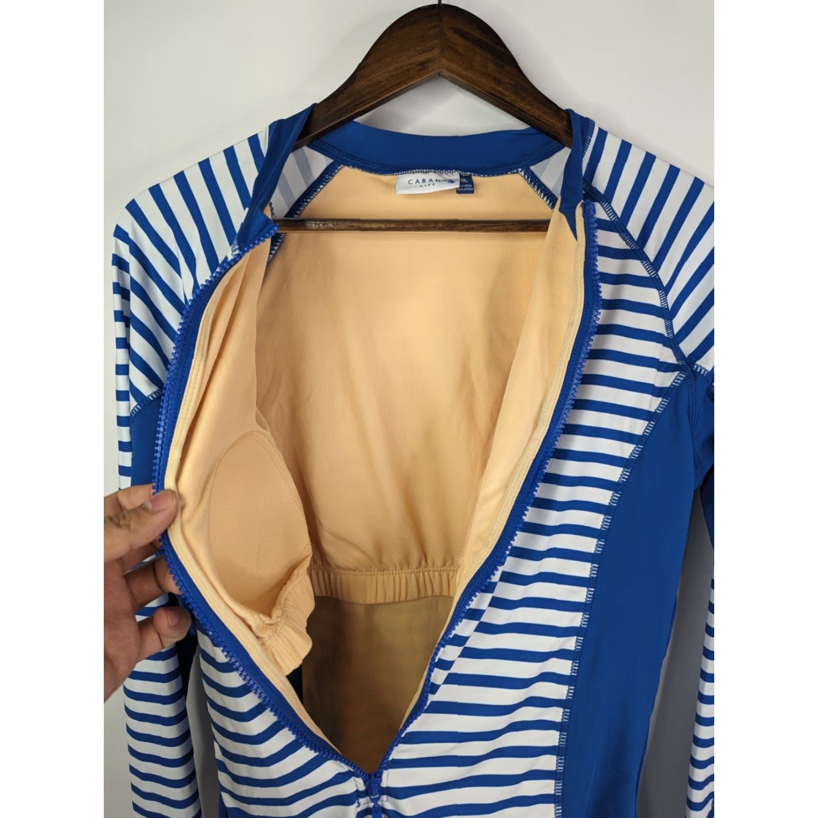 Vintage VINTAGE Cabana Life Womens Preppy Geo Navy Stripe Unisuit Rashguard Suit XL Swimsuit Size XL / US 12-14 / IT 48-50 - 3 Thumbnail