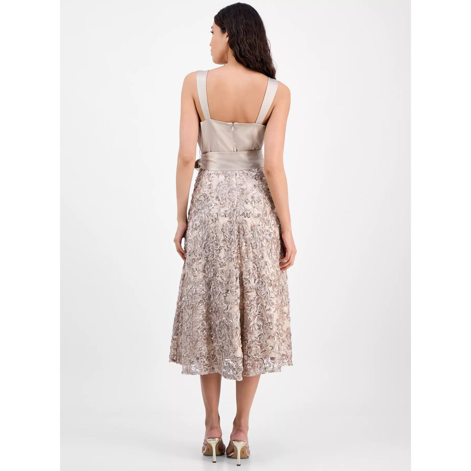 Other Tahari Asl Women's Satin & Soutache Sequin MIDI Dress Size S / US 4 / IT 40 - 4 Thumbnail