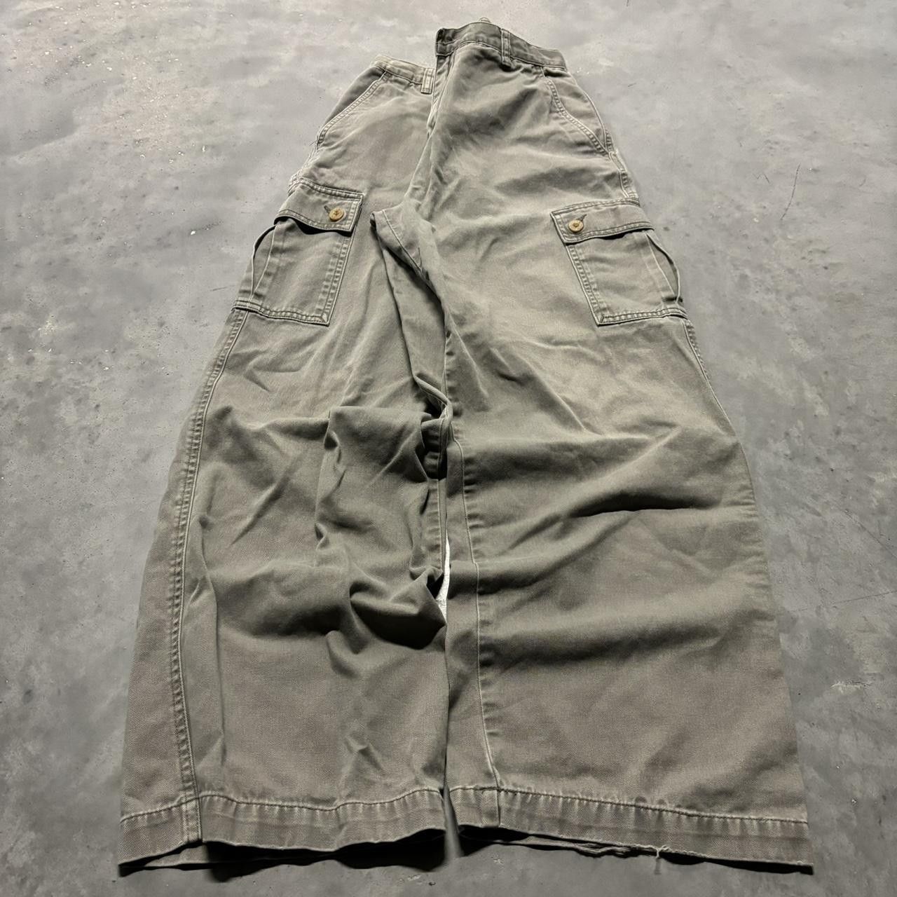 Japanese Brand × Vintage Crazy Vintage Y2K/2000s Baggy Khaki Skater Cargo Pants! Size US 26 / EU 42 - 3 Thumbnail