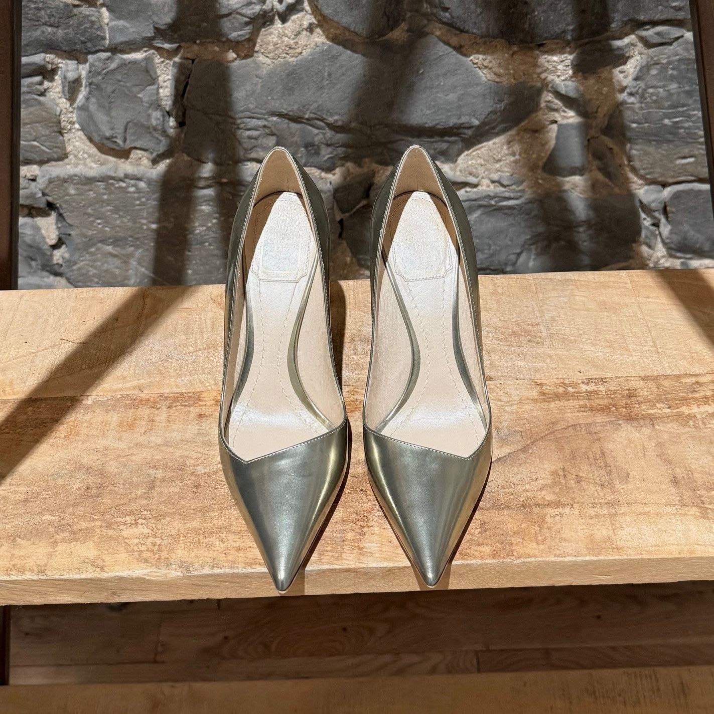 Dior Christian Dior Metallic Gold Patent Songe Pointy Pumps Size US 6.5 / IT 36.5 - 3 Thumbnail