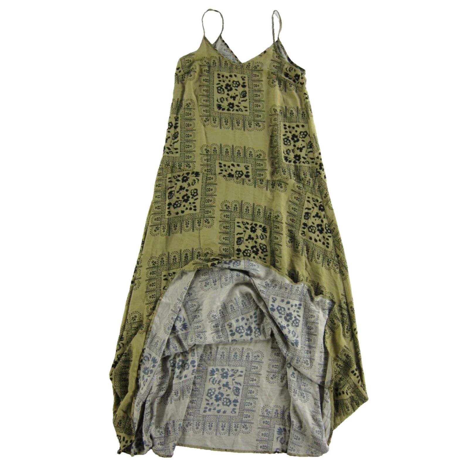 VINTAGE NWT Vero Moda Rayon Green Floral V-Neck Long Maxi Tank Slip Dress  Small