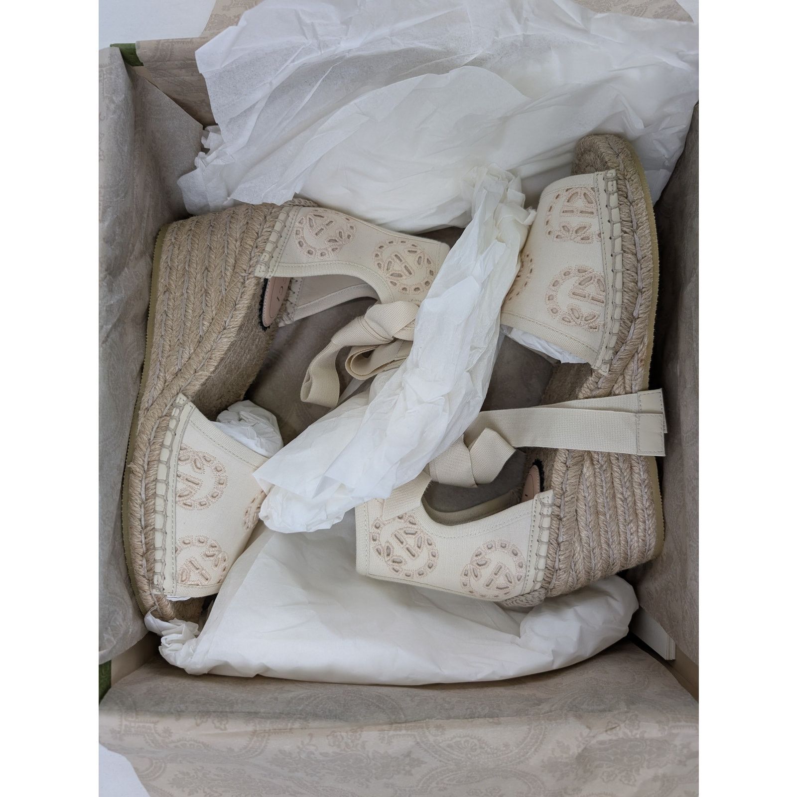 Gucci o1rshd1 Interlocking G canvas espadrille wedge sandal Size US 7 / IT 37 - 13 Thumbnail