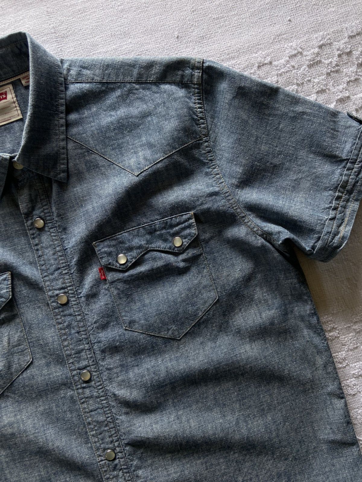 Levi's Levi’s Chambray Selvedge S/S Western Shirt. Size US M / EU 48-50 / 2 - 5 Thumbnail