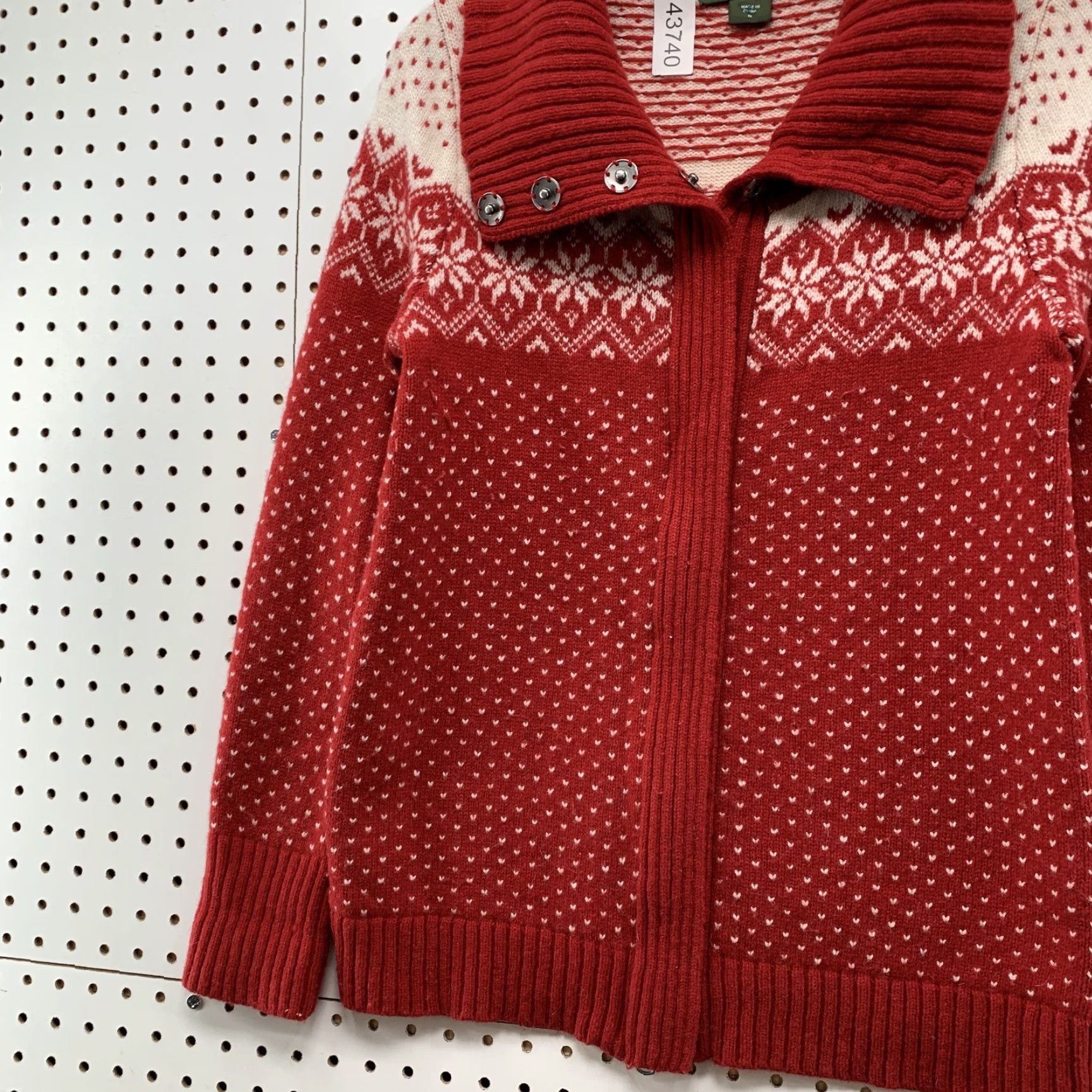 Eddie Bauer Eddie Bauer Cardigan Sweater Womens Medium Red Wool Blend - Fair Isle Zip - Knit Sweater - Winter - Womens Size M / US 6-8 / IT 42-44 - 3 Thumbnail