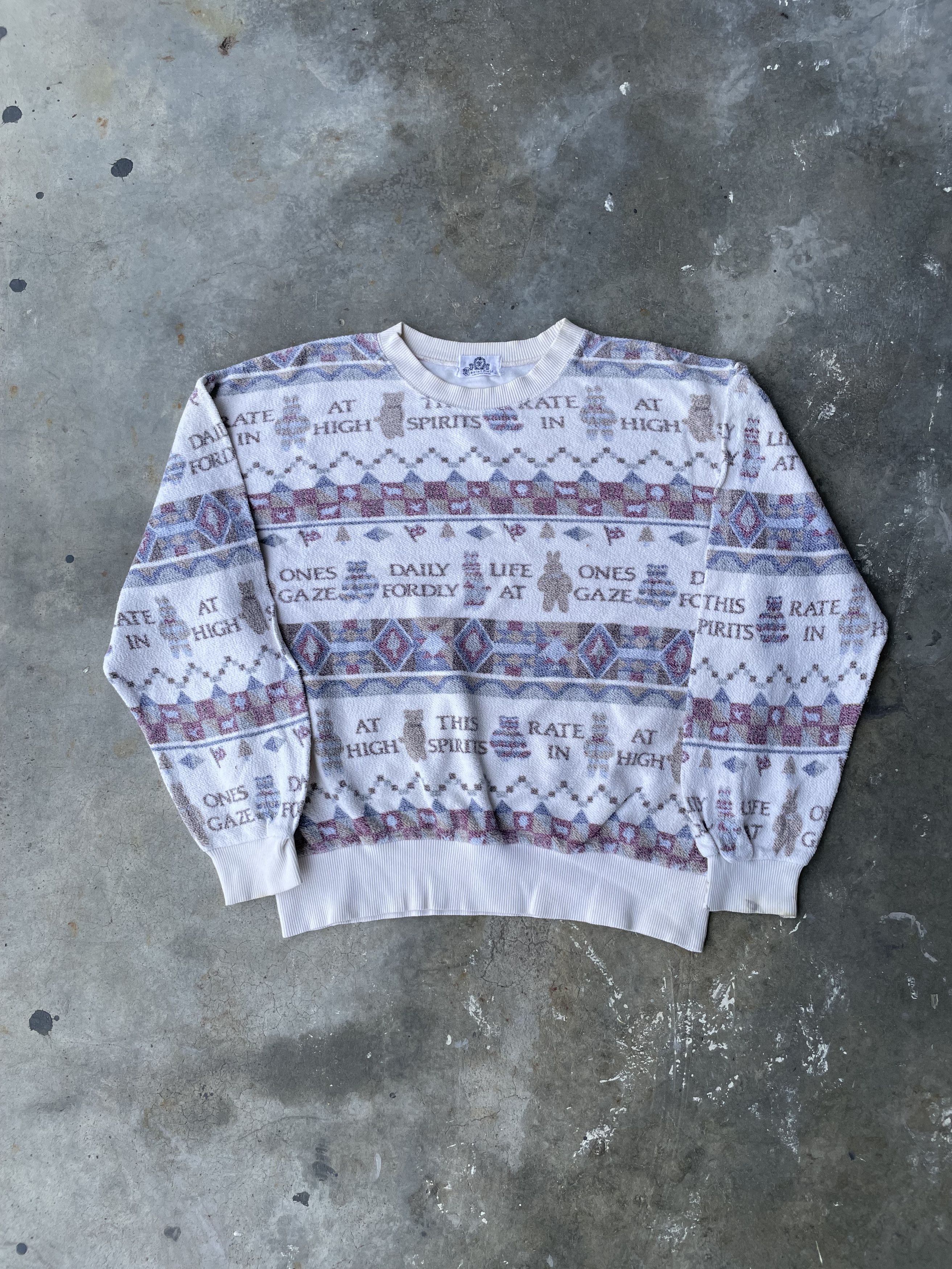 Vintage Castelfield Navajo Pattern Terry Sweatshirt Boxy