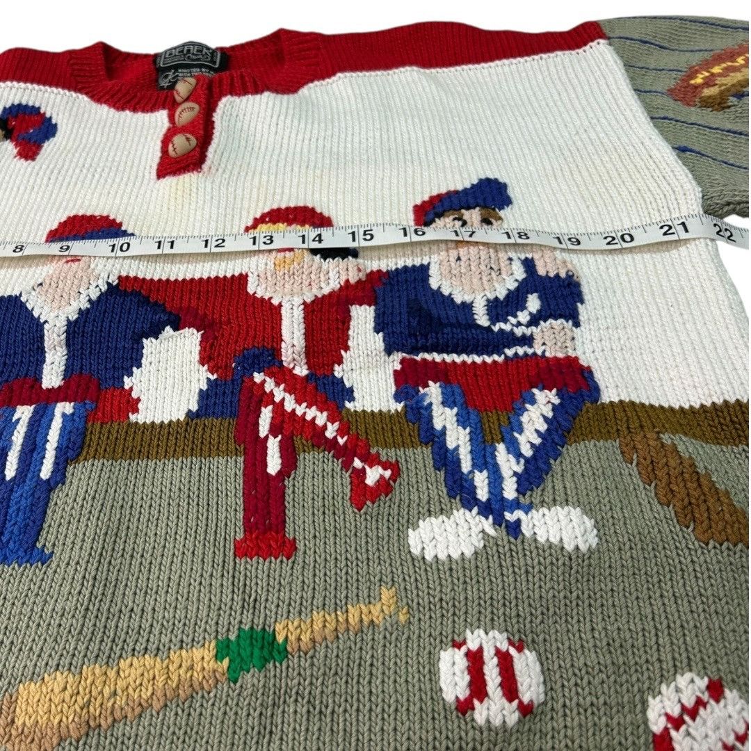 Other Vintage 1988 Berek Hand-Knit Baseball Themed Sweater - Women Size M / US 6-8 / IT 42-44 - 10 Thumbnail