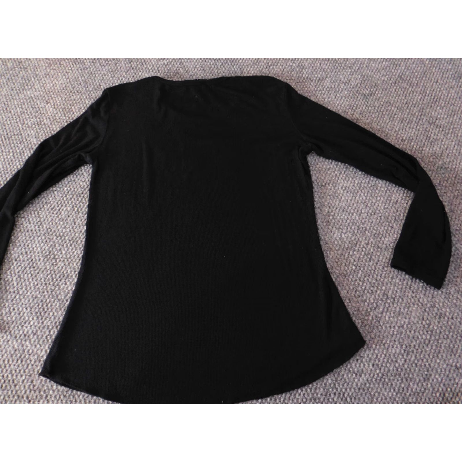 Vintage Magaschoni Womens Sweater S black pullover stretch rayon classic Puff Sleeve Bow Button Crew Neck Knit Thermal Size S / US 4 / IT 40 - 6 Thumbnail