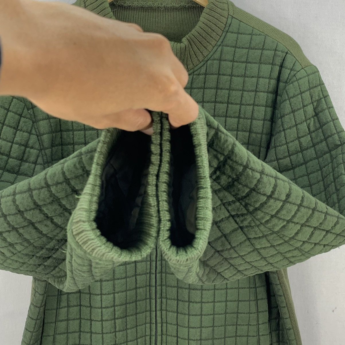Japanese Brand Japan Made Half Knitted Checkered Quilted Bomber Jacket Size US S / EU 44-46 / 1 - 7 Thumbnail
