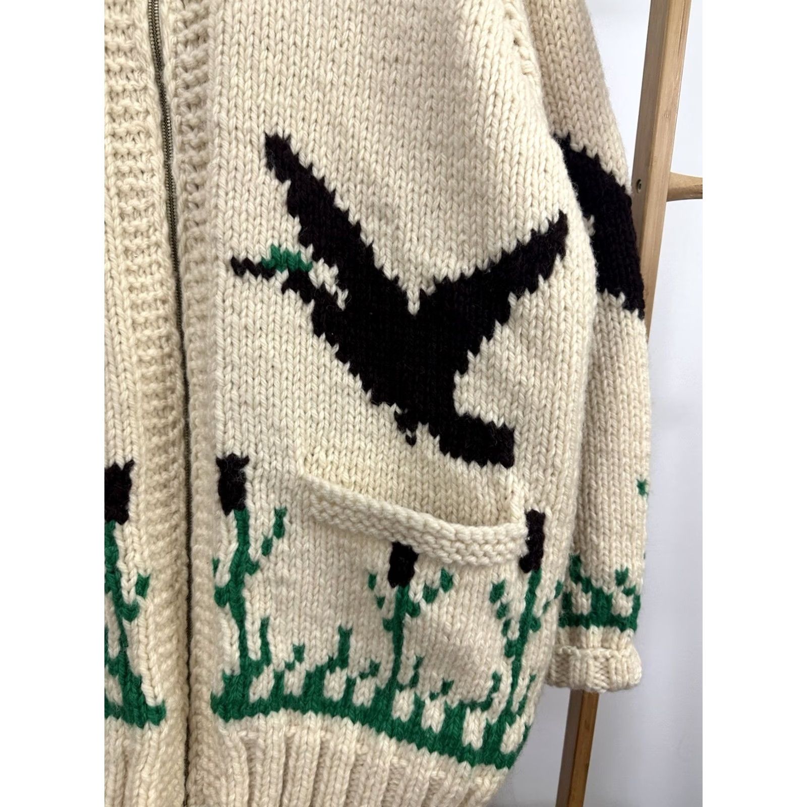 Vintage VTG 50s Duck Pleasant Cowichan Heavy Knit Cardigan Sweater W/ Pockets XL Mens Cream Vintage Rare True 50s Decade Classic Cardigan Sweater Size US XL / EU 56 / 4 - 3 Thumbnail