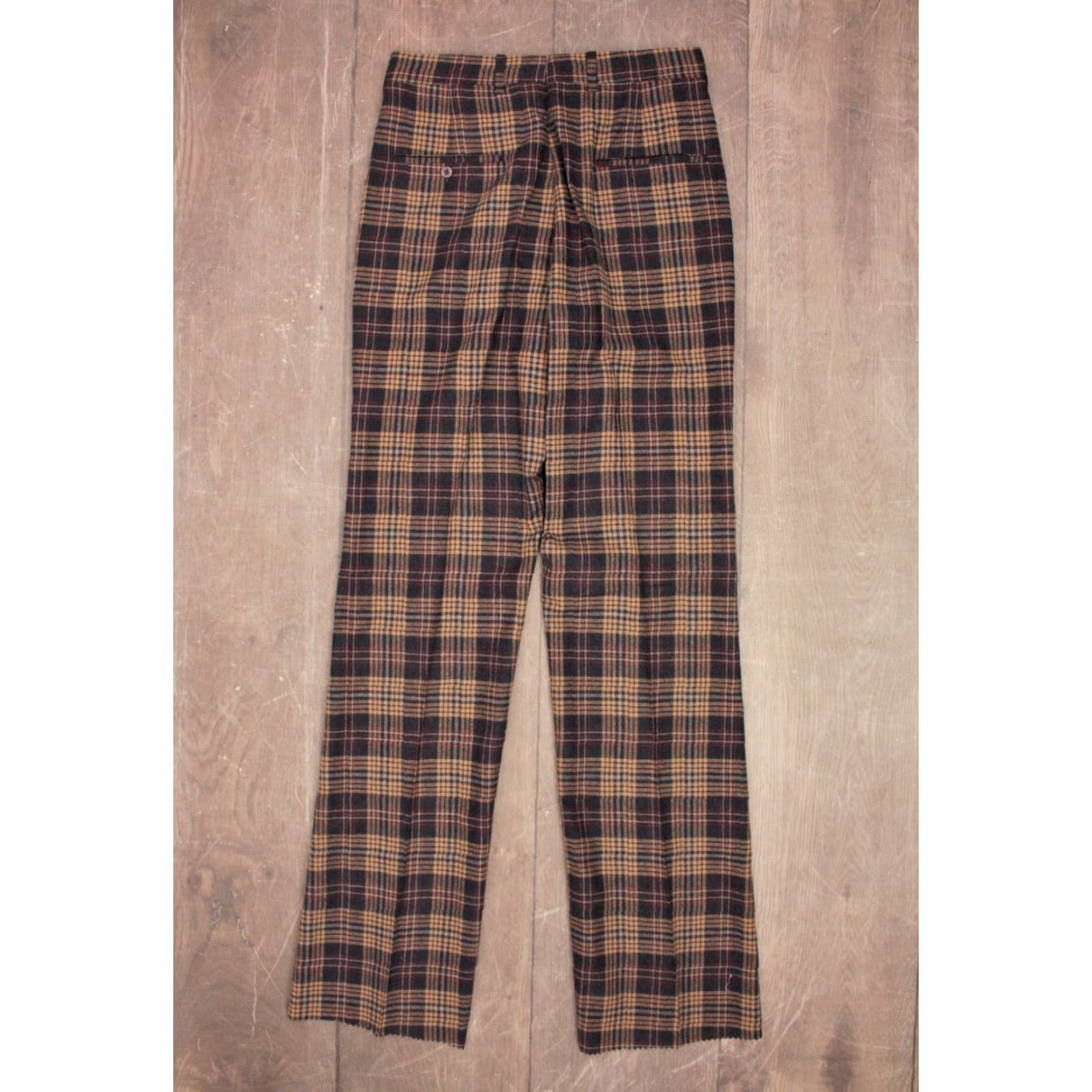 Vintage VINTAGE Men's VTG 1970s NOS Blue & Beige Plaid Pants Sz 30 70s Polyester Wool Disco Golf Pants Mens Regular 30 Blue 1970s Look Disco Size US 30 / EU 46 - 3 Thumbnail