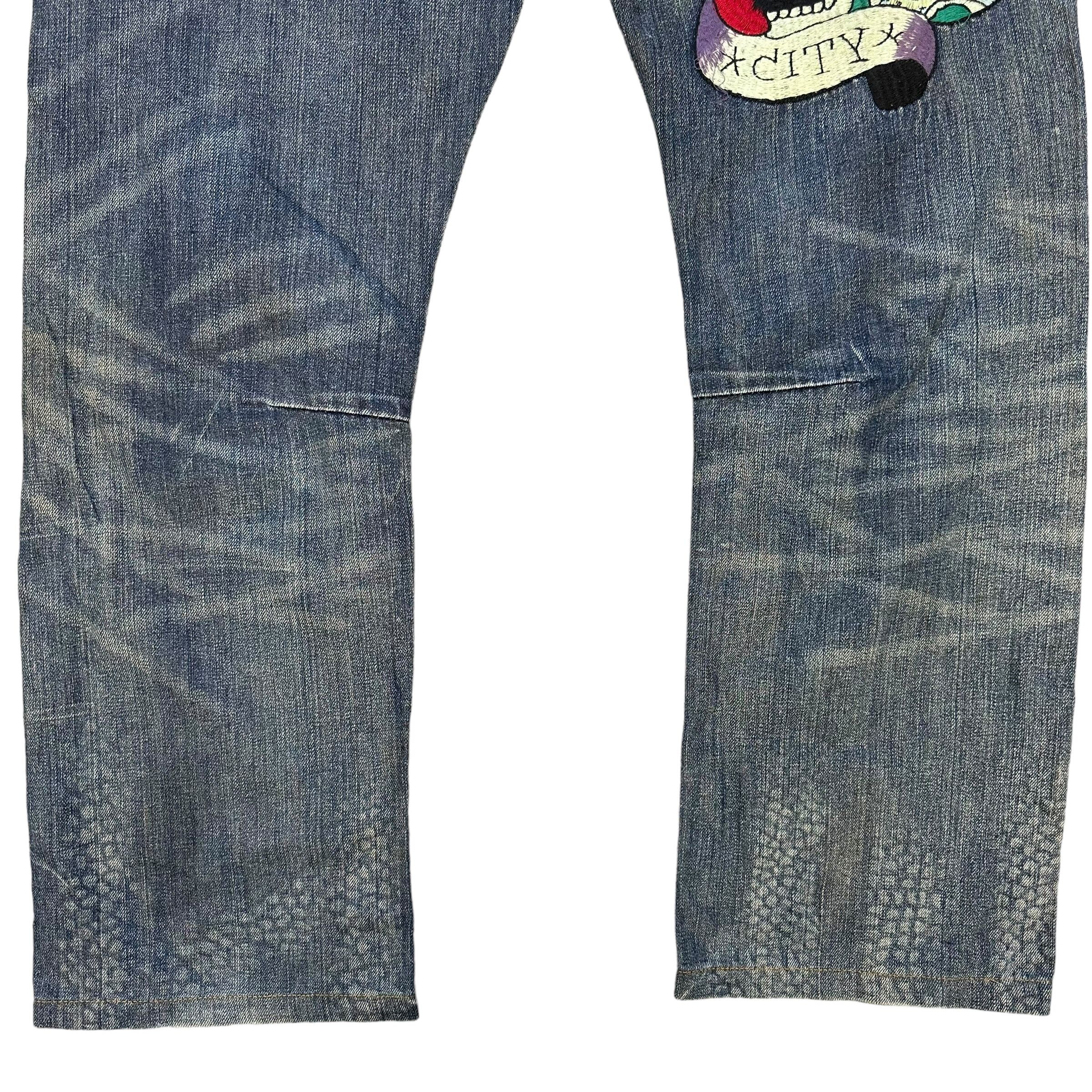 Christian Audigier ED HARDY DENIM Embroidered Big Logo Denim Pant #A44-1023 Size US 34 / EU 50 - 4 Thumbnail