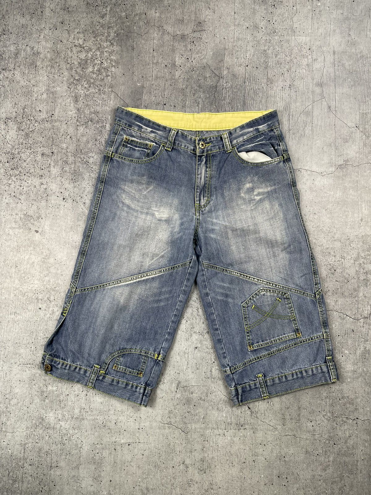 Japanese Brand × Seditionaries JAPANES Indigo Blue Multipocket Cargo Denim Crop Short Jean Size US 34 / EU 50 - 3 Thumbnail