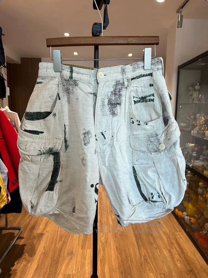Kapital Kapital Nissan Graffiti Vintage Slogan Printed Linen Shorts Size US 32 / EU 48 - 1 Thumbnail