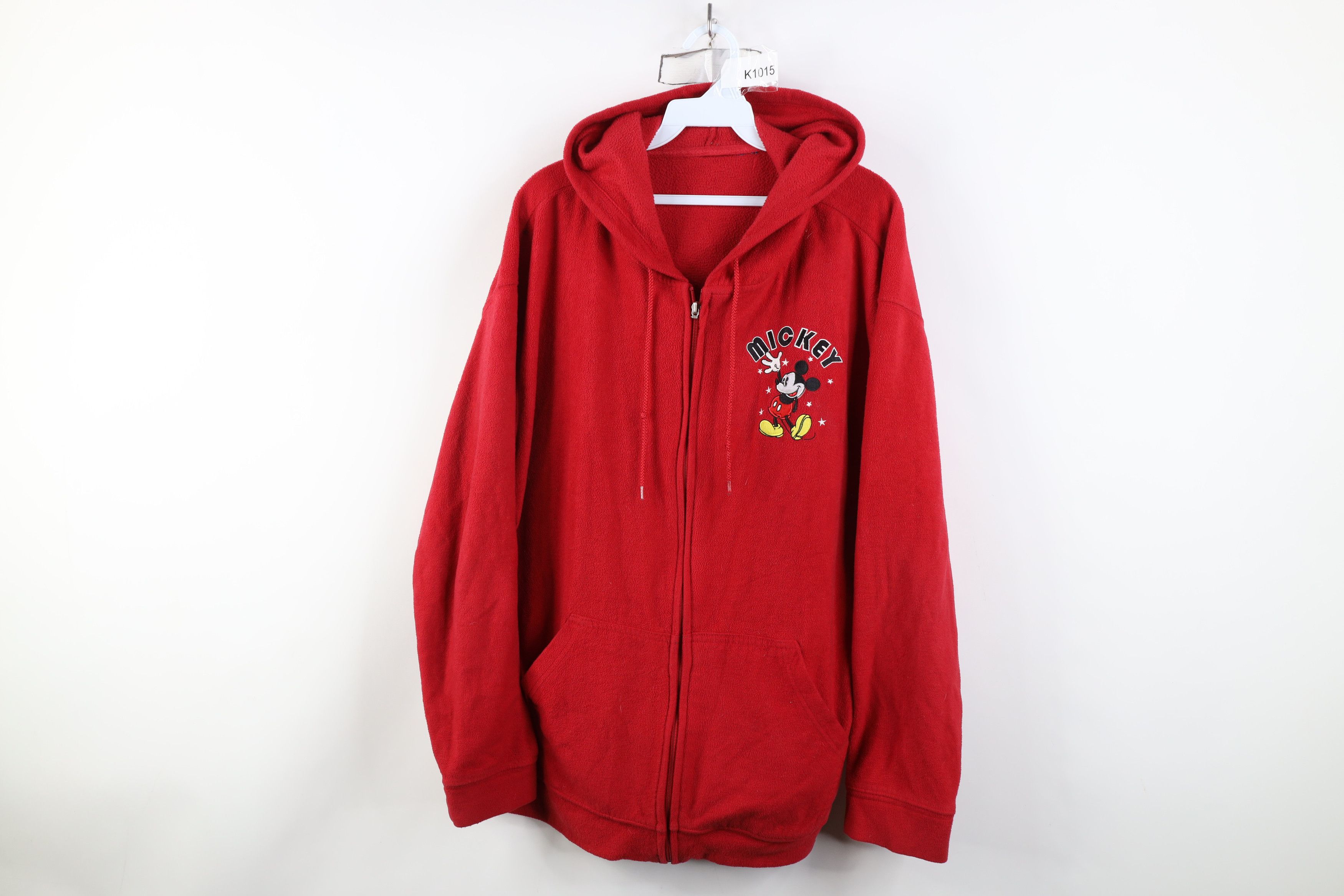 Disney Vintage 90s Disney Mickey Mouse Full Zip Fleece Hoodie Red Size 3XL / US 20-22 - 1 Thumbnail