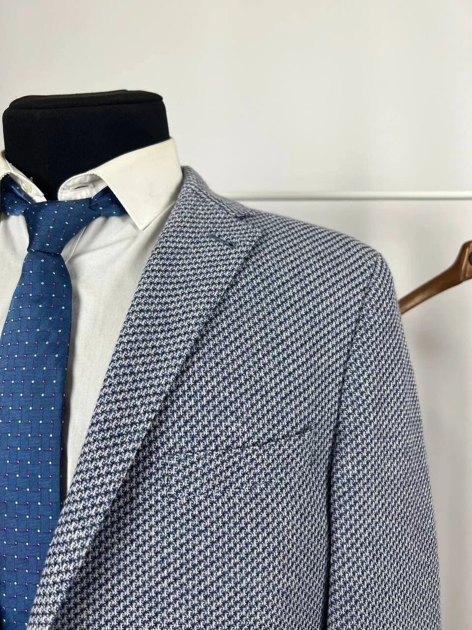 Other Digel Jersey Men's Half Lined Blue White Modern Fit Blazer Size 44L - 2 Thumbnail