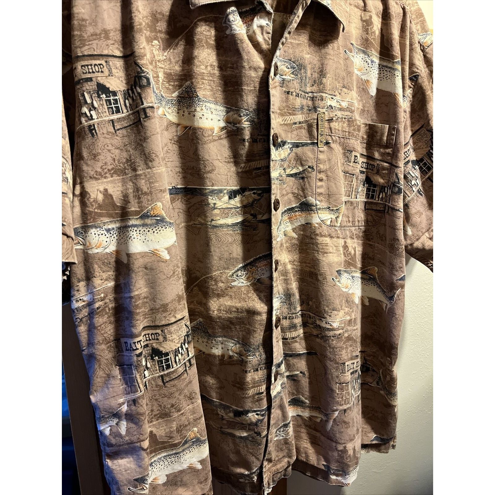 North River Outfitters North River Outfitters Shirt Men XL Brown Bait Shop Fish EUC Size US XL / EU 56 / 4 - 5 Thumbnail
