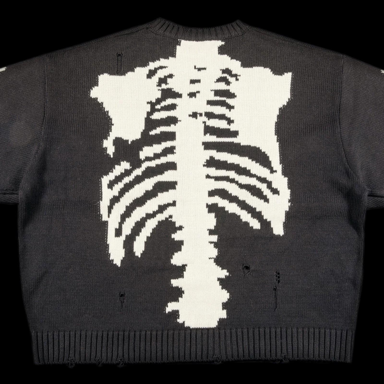 Kapital Kapital 5G Cotton Knit Bone Crew Sweater Black Size