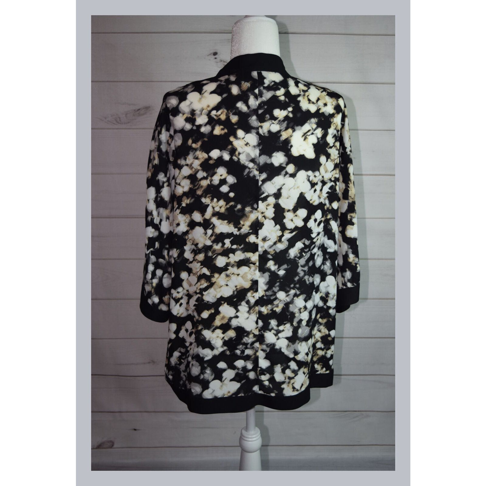 Apt. 9 APT 9 Dressy Tan Floral Print Raglan Sleeve Open Jacket SZ M Size M / US 6-8 / IT 42-44 - 5 Thumbnail