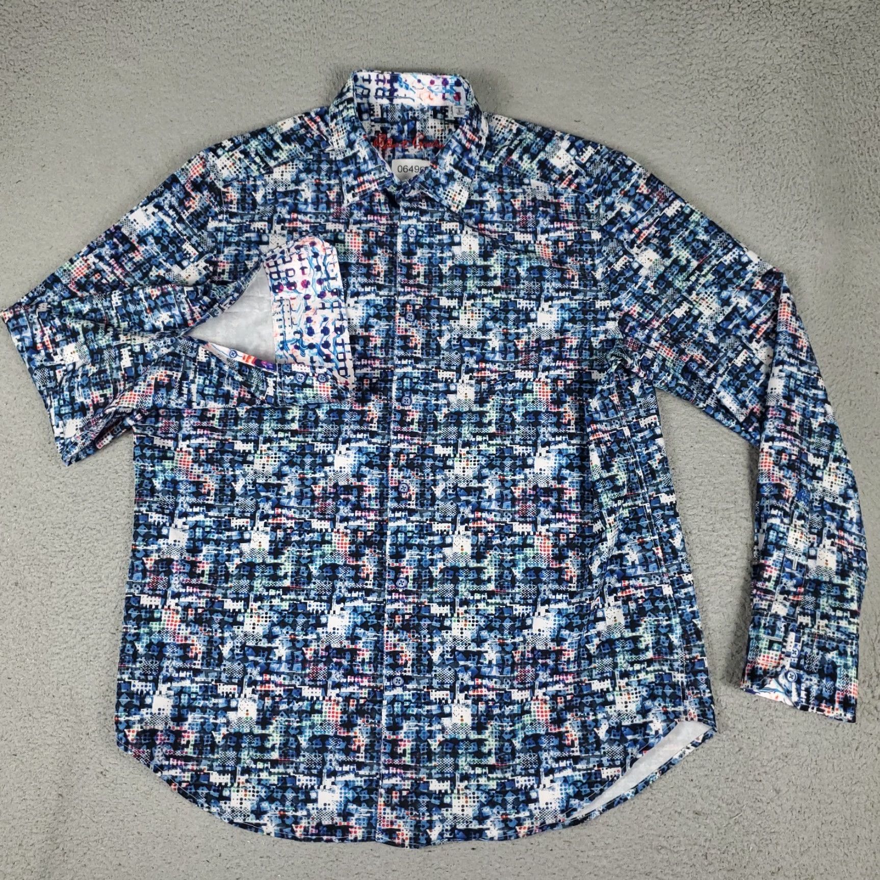 Robert Graham Robert Graham Shirt Mens Large Blue Abstract Stretch Polyester Button-Up Geometric Pattern Vintage: No Size US L / EU 52-54 / 3 - 2 Thumbnail