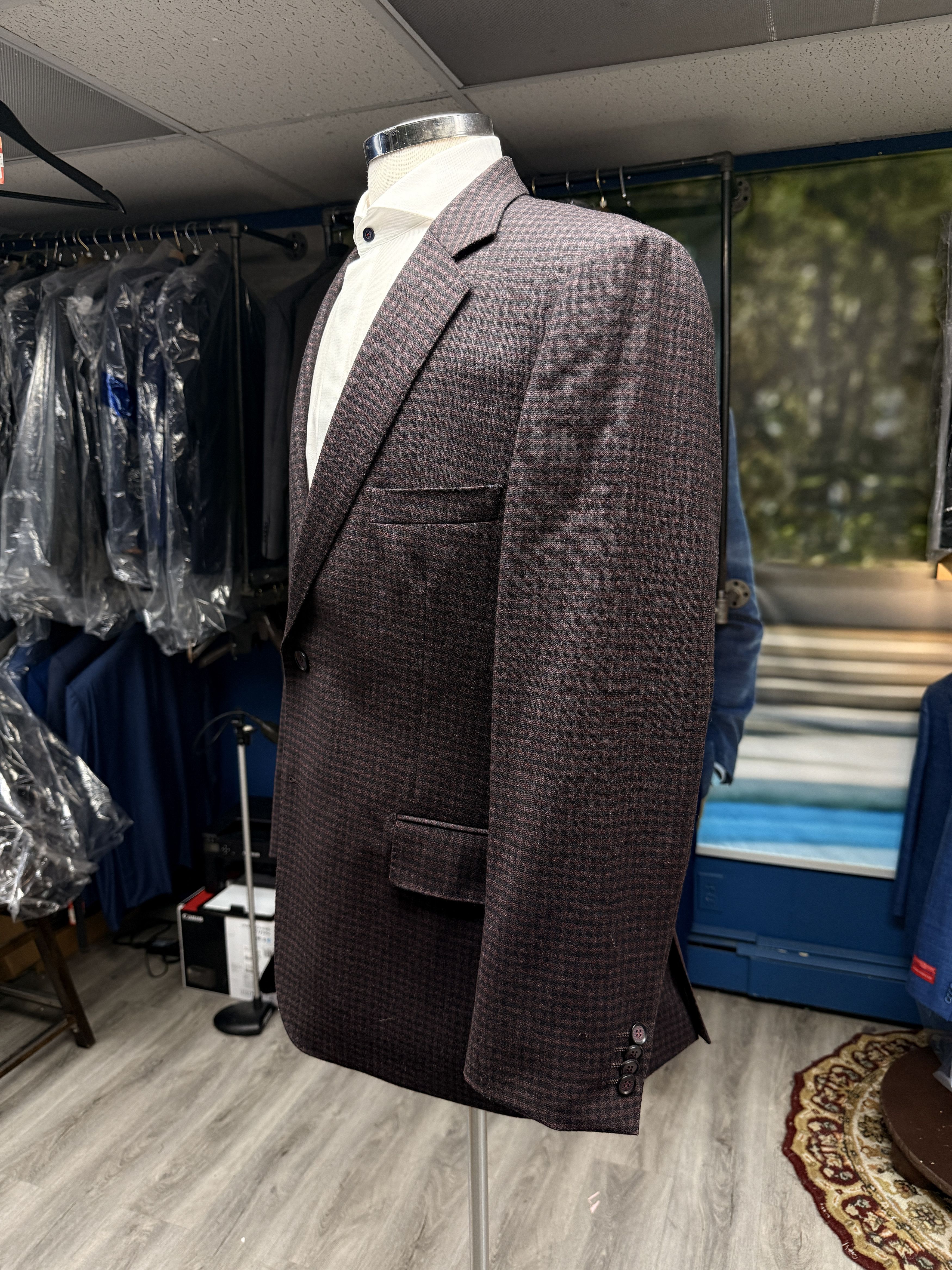 Designer × Other Sartoria Tosi 44R Maroon Plaid Sport Jacket Size 44R - 5 Thumbnail