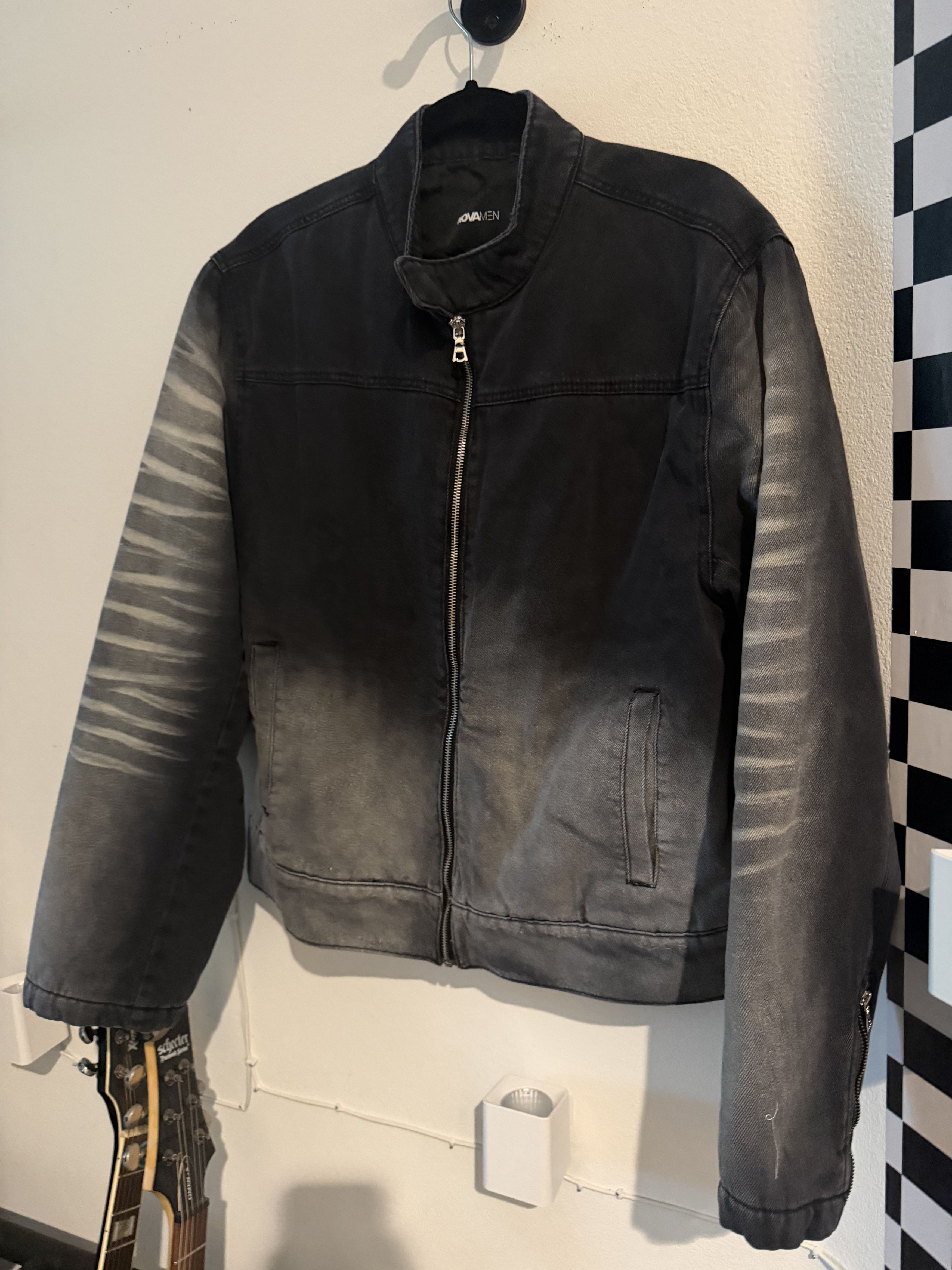 Fashion Nova Denim Moto Jacket Black Wash Size US L / EU 52-54 / 3 - 4 Thumbnail