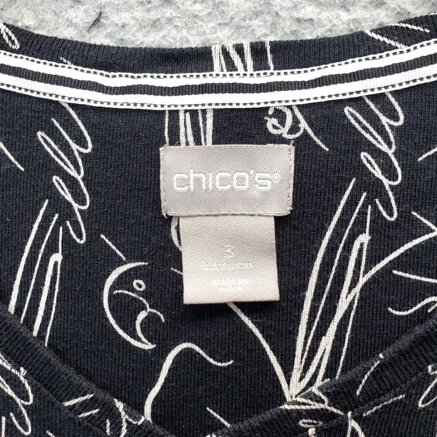 Vintage Chico's Womens XL Multi Parrot Doodle Print Short Sleeve Pullover Top Size XL / US 12-14 / IT 48-50 - 5 Thumbnail