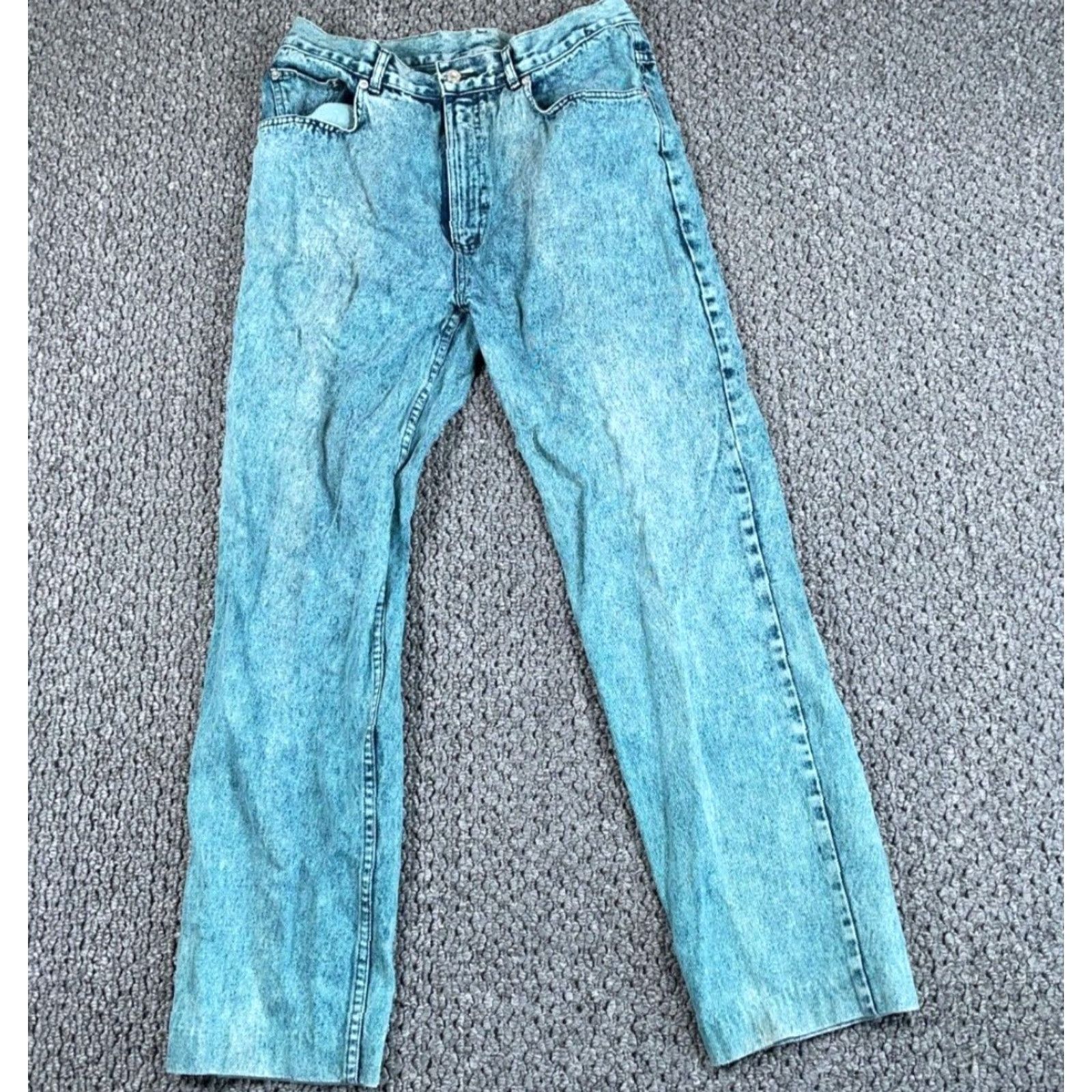 Denime VINTAGE 90s Acid Wash Tapered Leg Jeans Men's 32x30 Blue Denim Retro Size US 32 / EU 48 - 2 Thumbnail