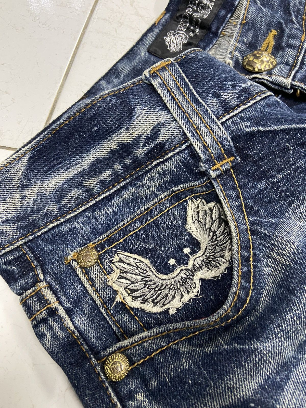 Japanese Brand RED PEPPER SKULL WINGS FLARE DENIM JEANS Size US 34 / EU 50 - 8 Thumbnail